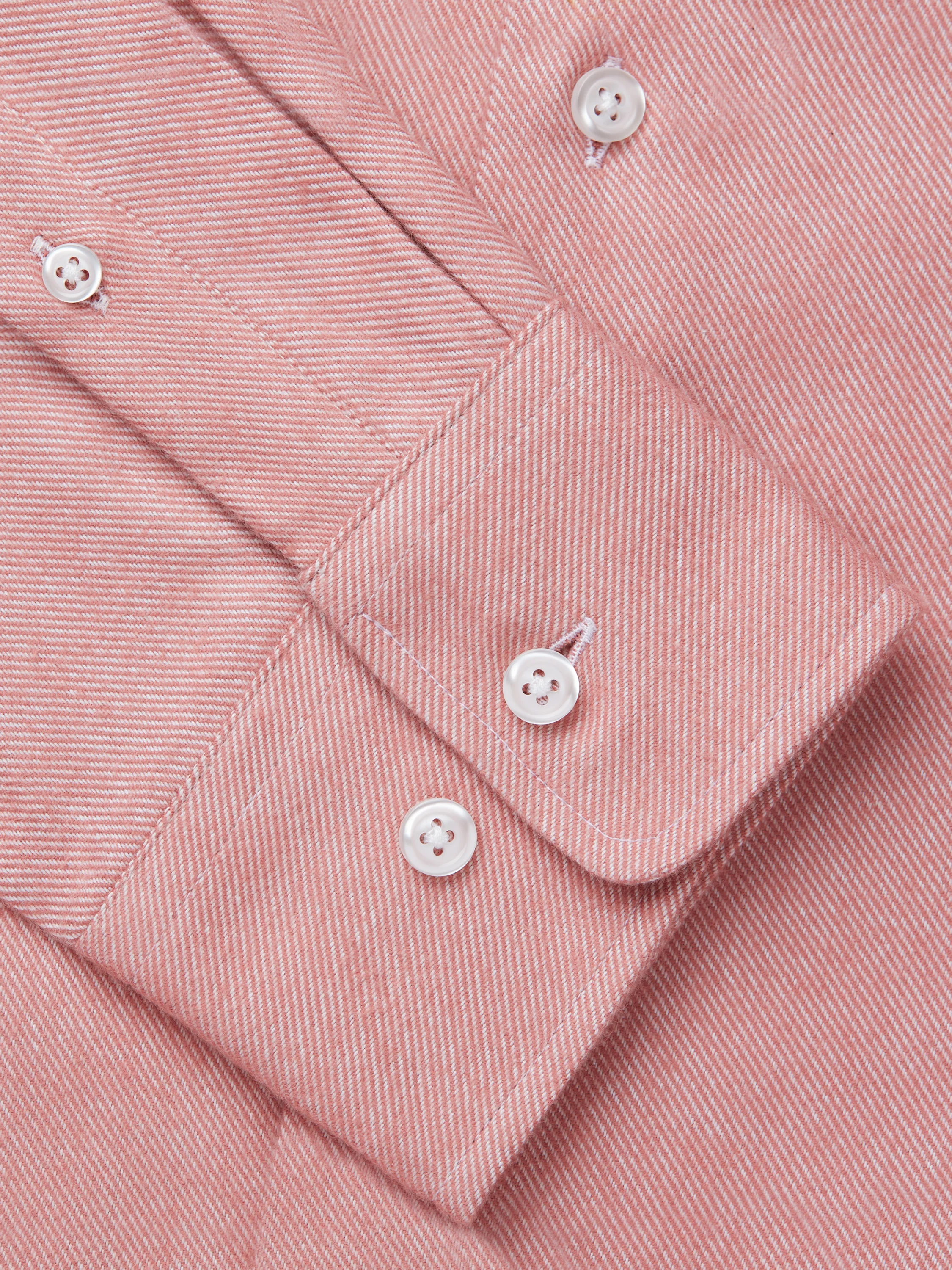 Regular Fit Brushed Cotton Shirt - Coral - Image 3