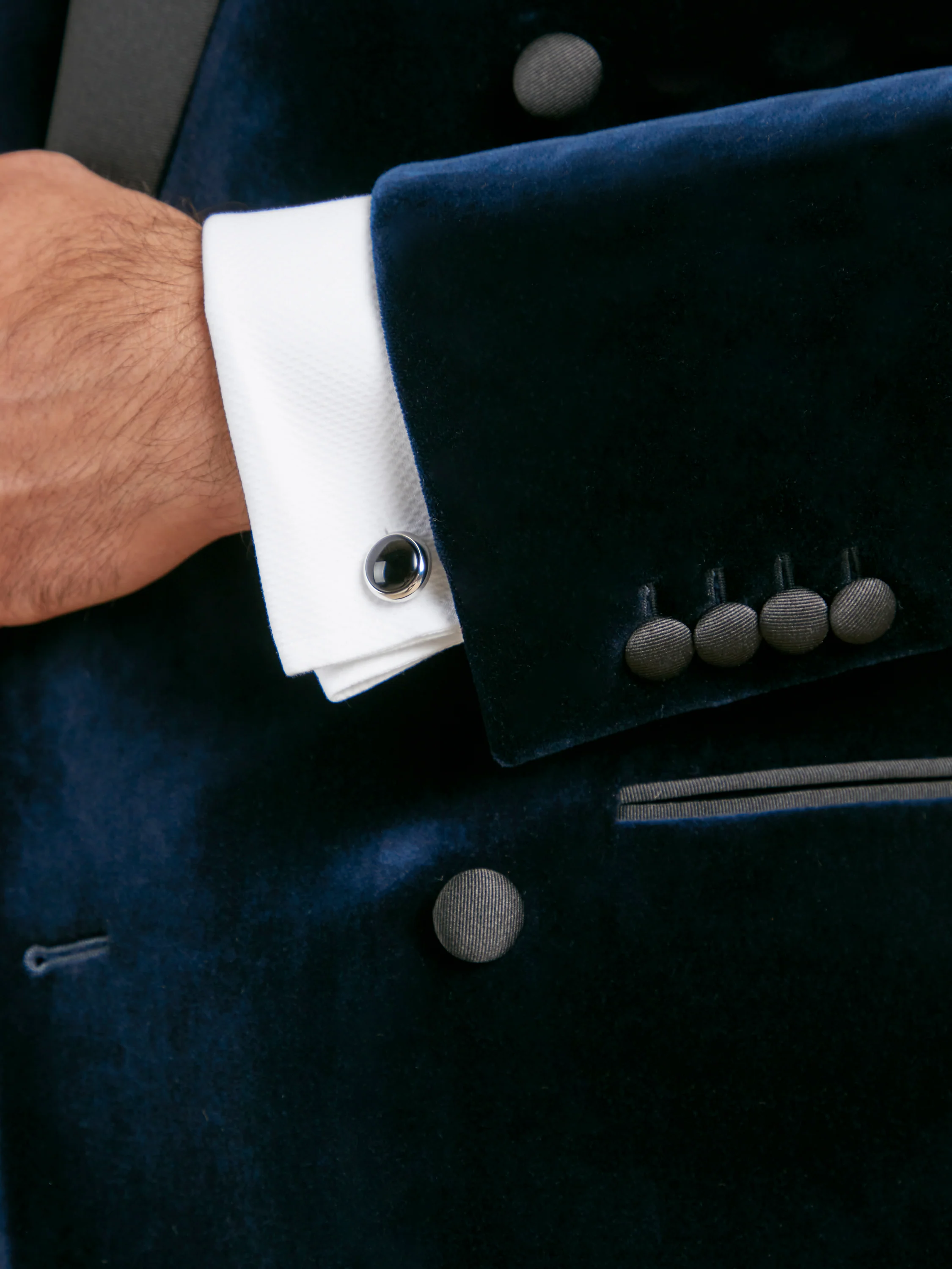 Beaufort Smoking Jacket - Navy Velvet - Image 4