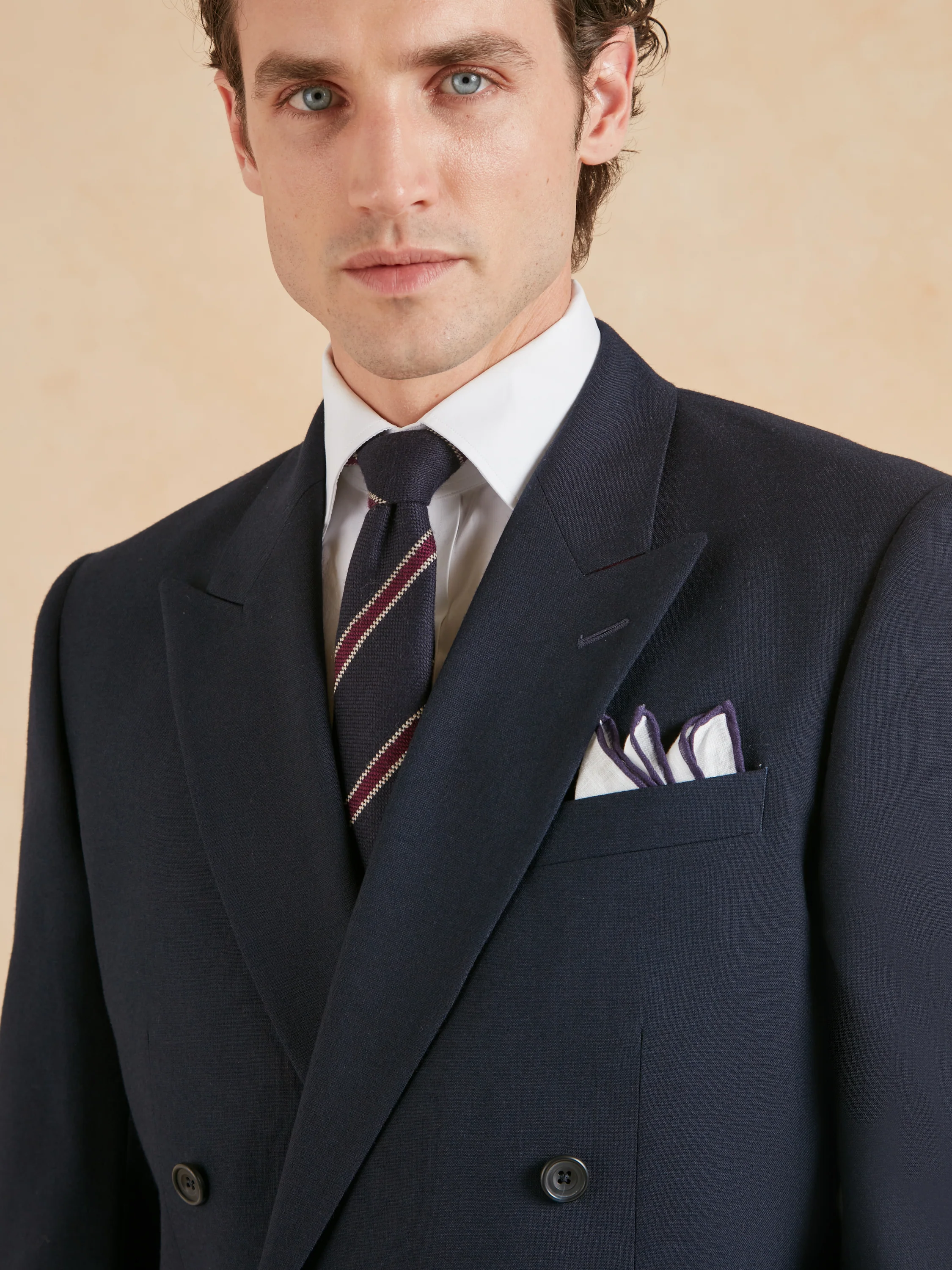 Cadogan Classic Fit Suit - Navy Plain Weave Wool - Image 4
