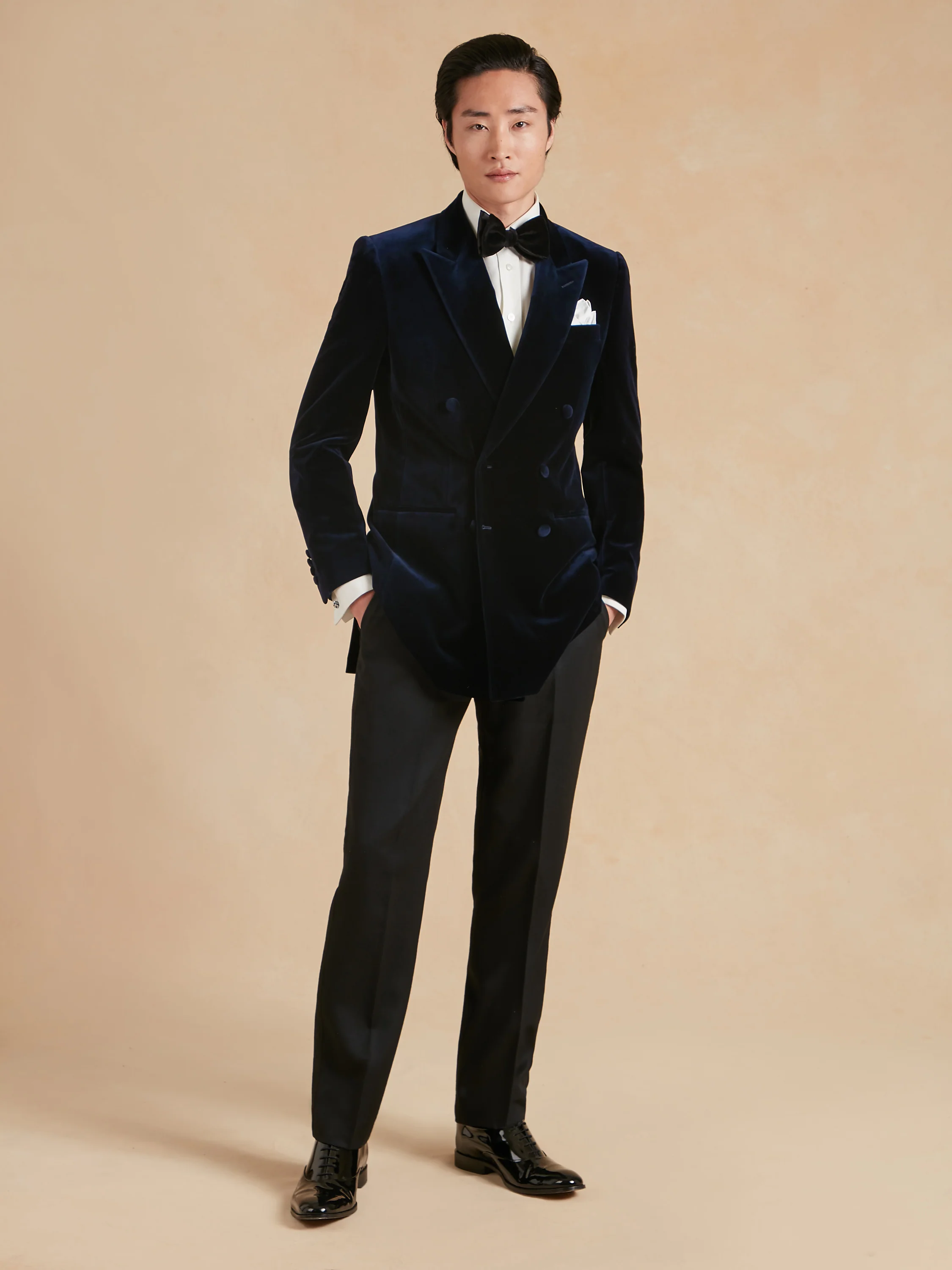 Cadogan Smoking Jacket - Navy Velvet - Image 3