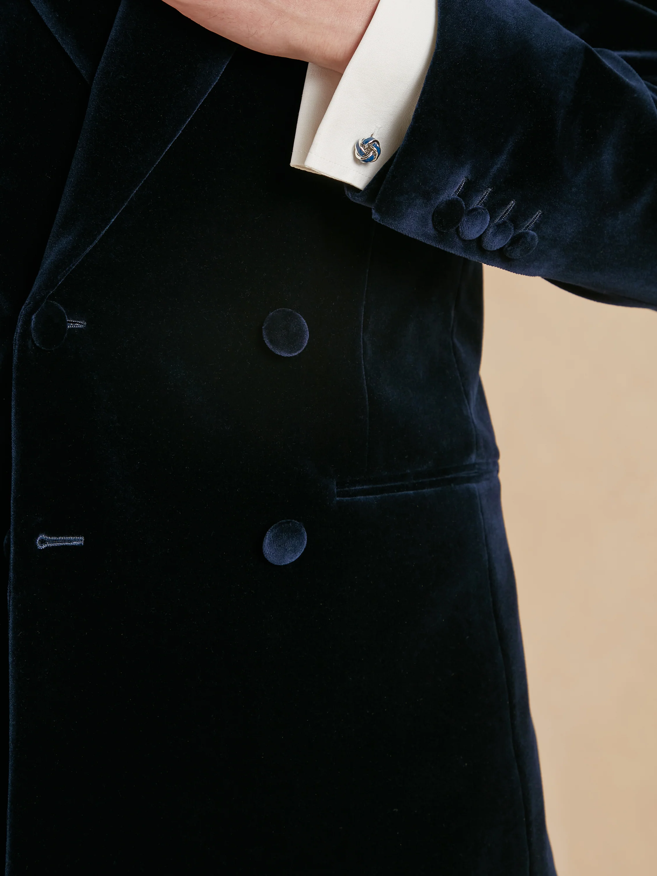 Cadogan Smoking Jacket - Navy Velvet - Image 6