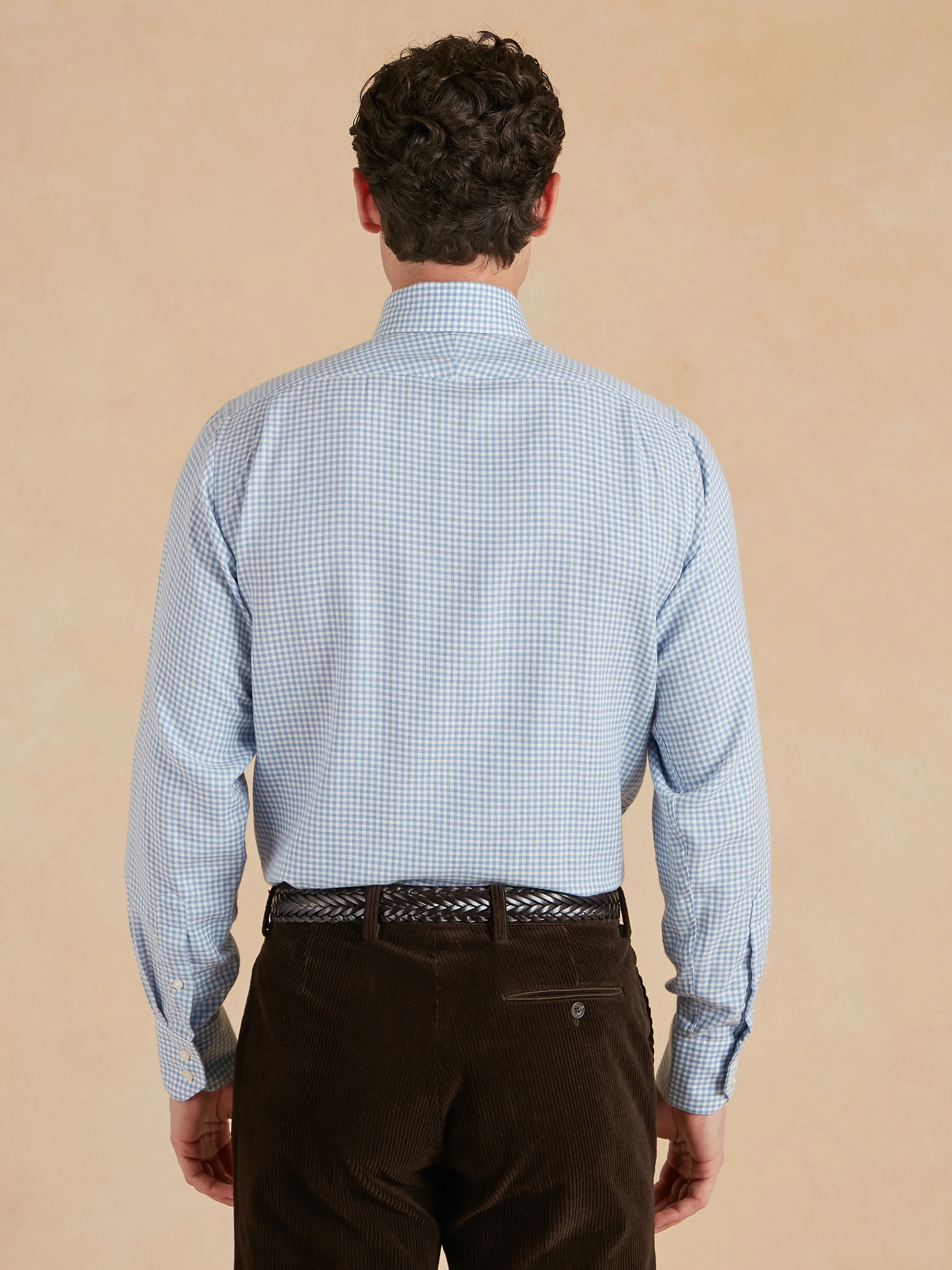 Cashmere Blend Gingham Shirt - Sky - Image 3