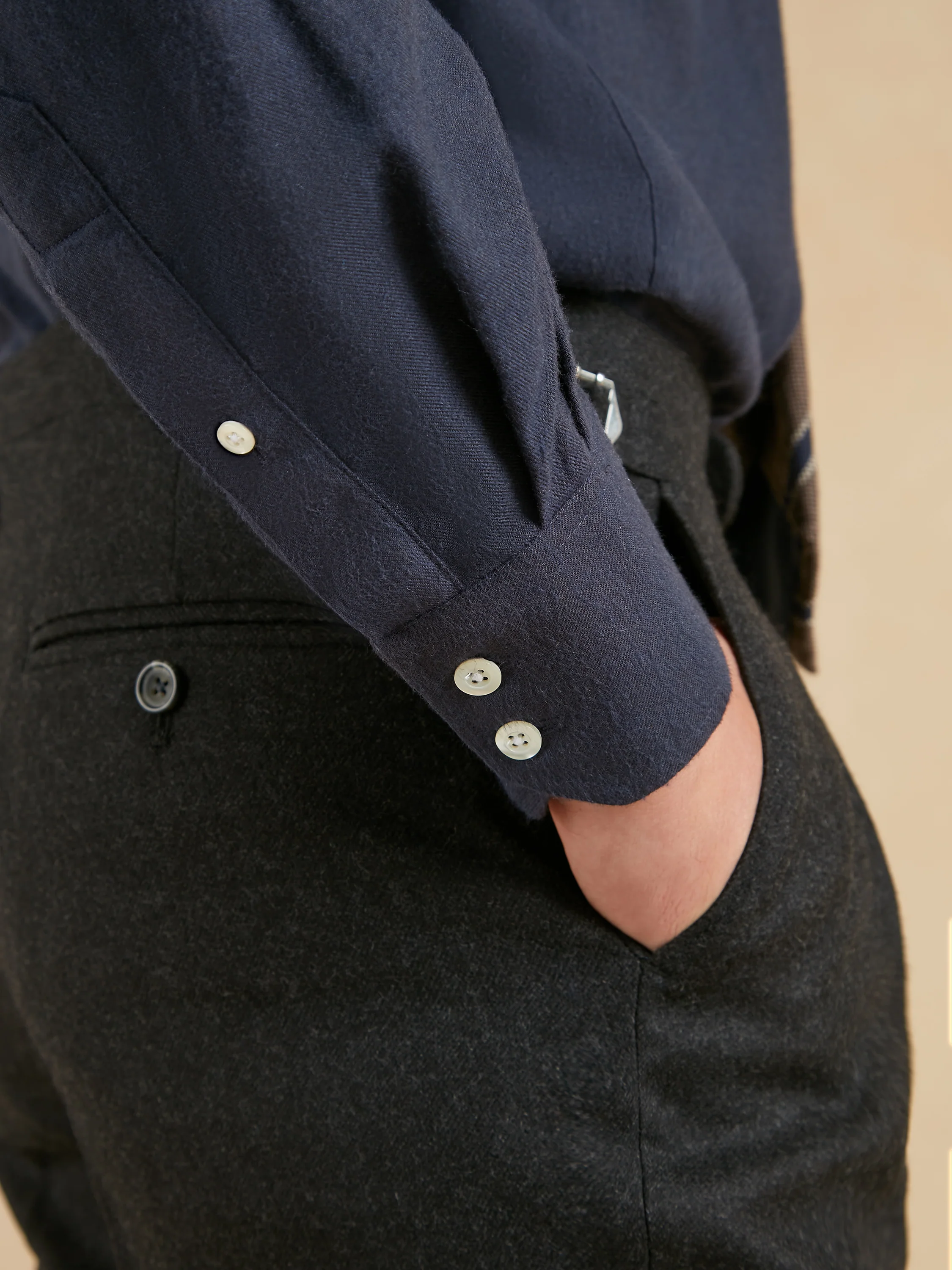 Regular Fit Shirt- Cashmere Blend Navy - Image 3