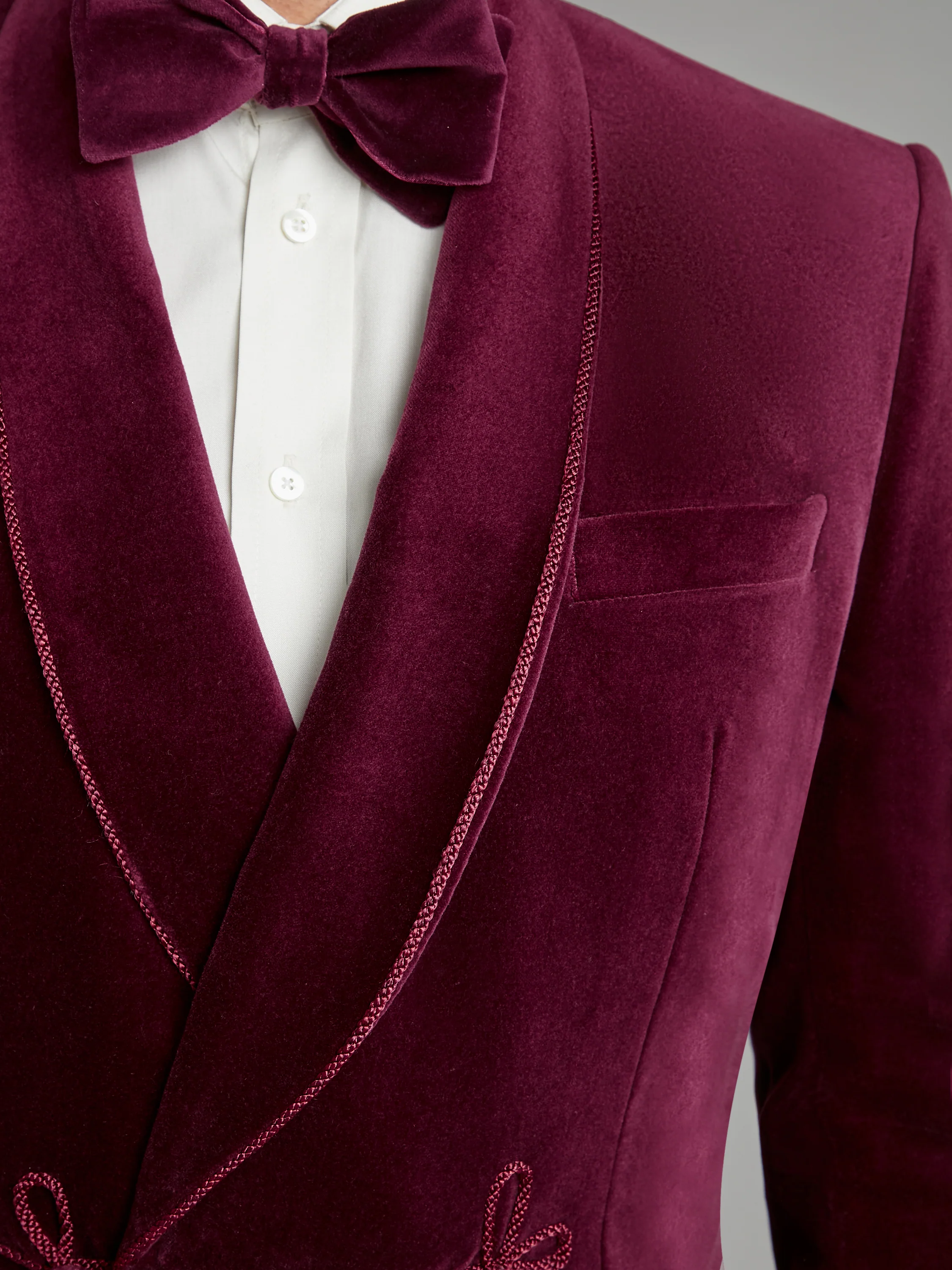 Caversham Smoking Jacket - Burgundy Velvet - Image 4