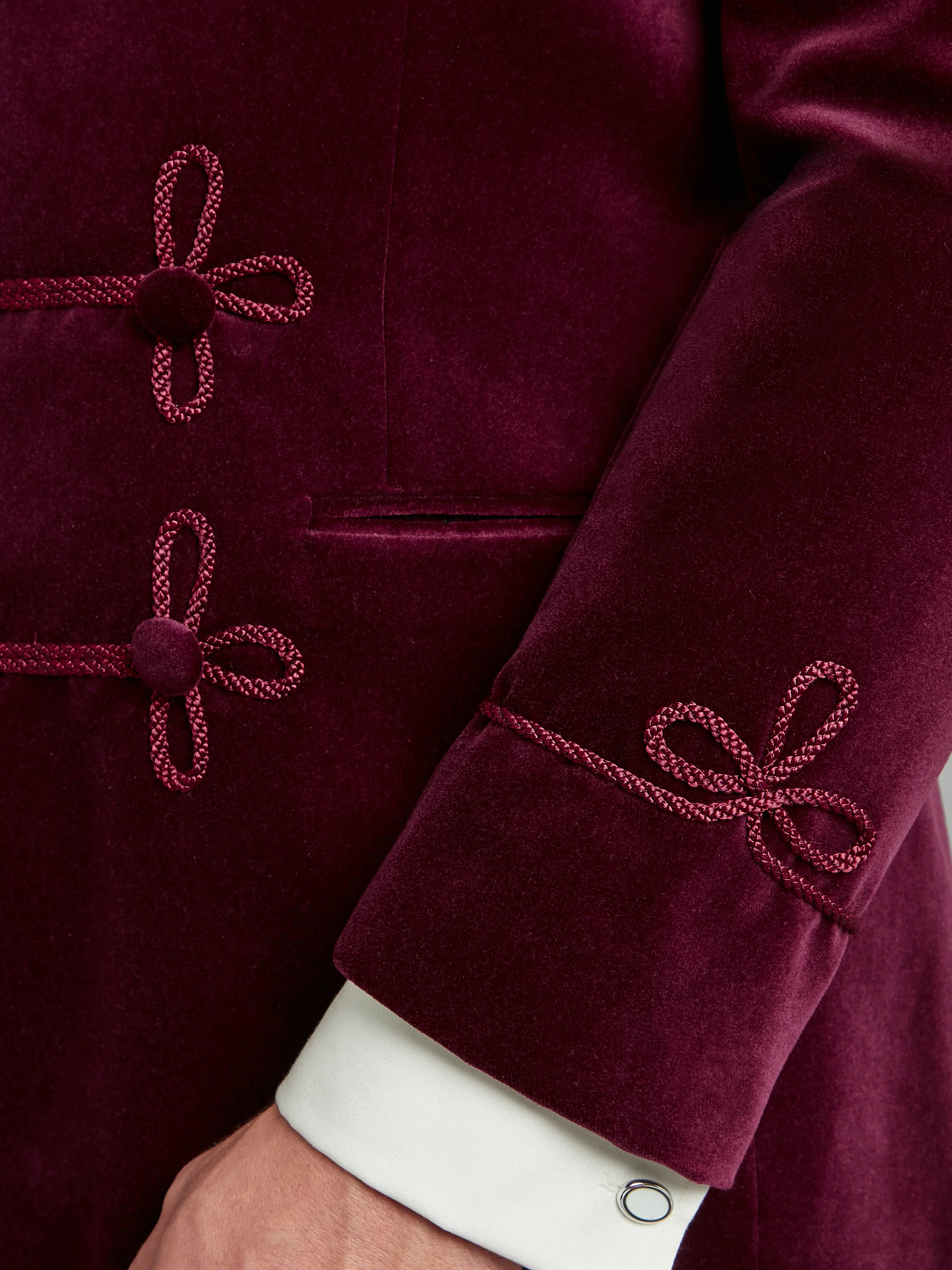 Caversham Smoking Jacket - Burgundy Velvet - Image 5