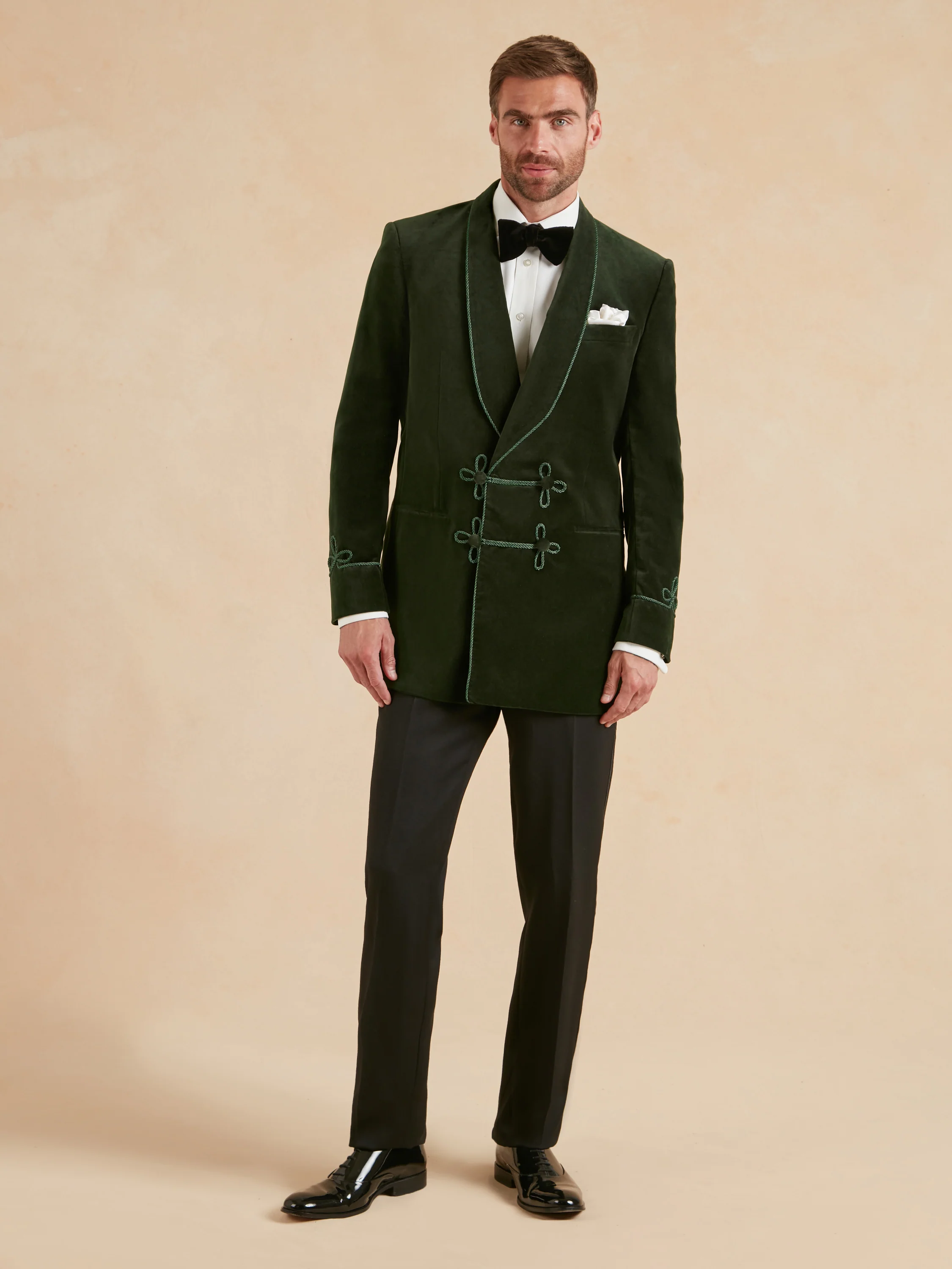Caversham Smoking Jacket - Green Velvet - Image 3
