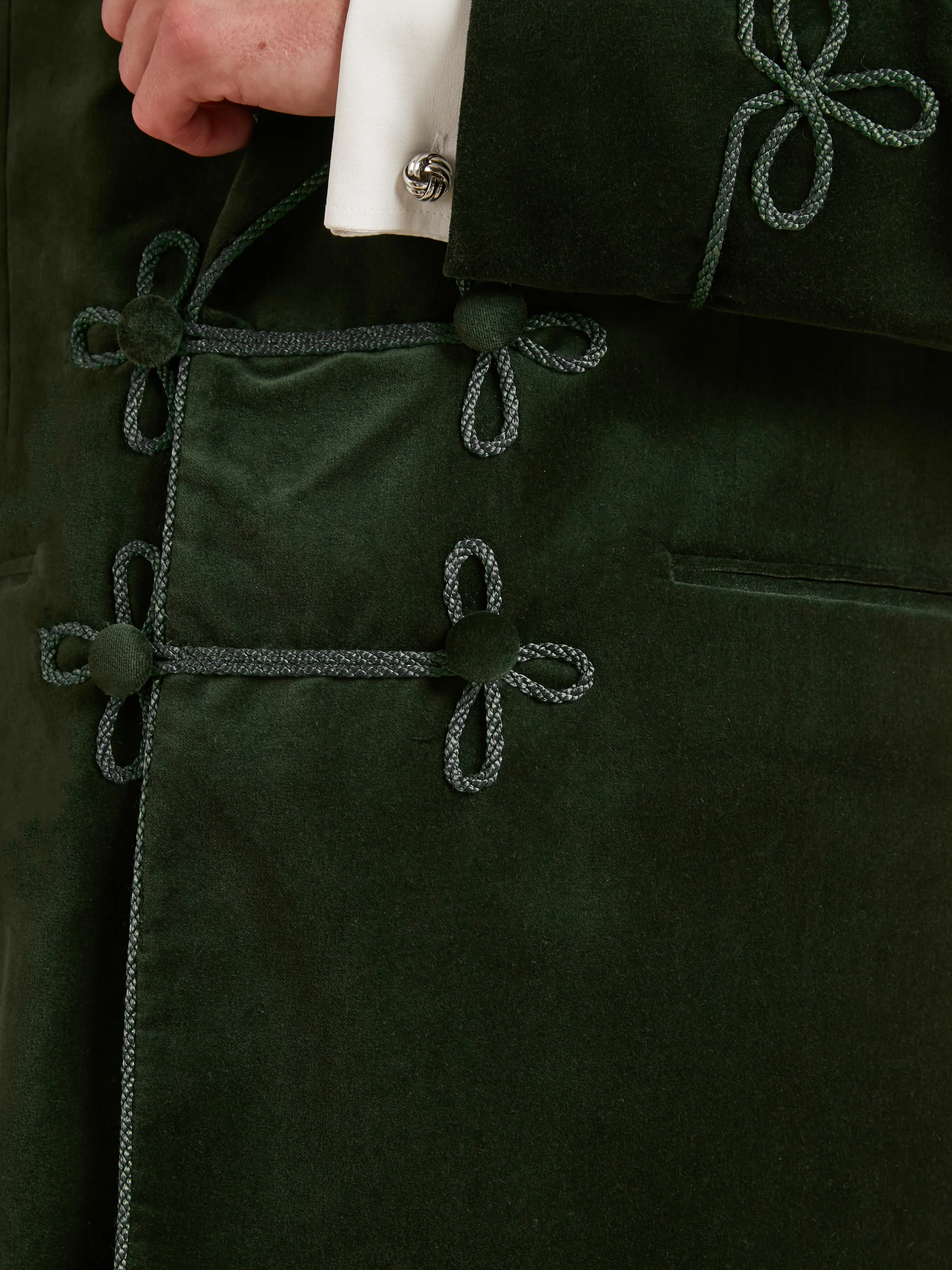 Caversham Smoking Jacket - Green Velvet - Image 4