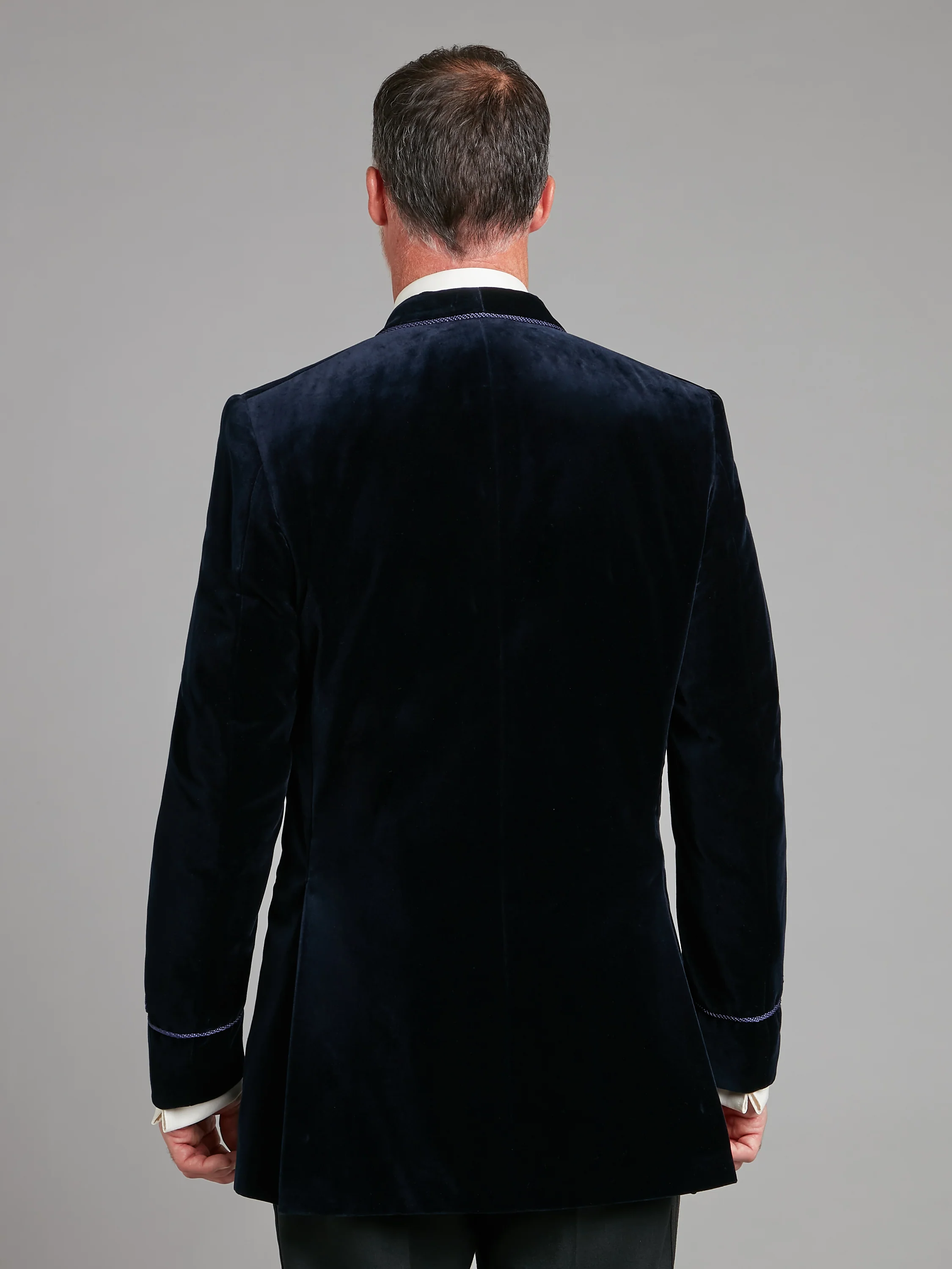 Caversham Smoking Jacket - Navy Velvet - Image 4