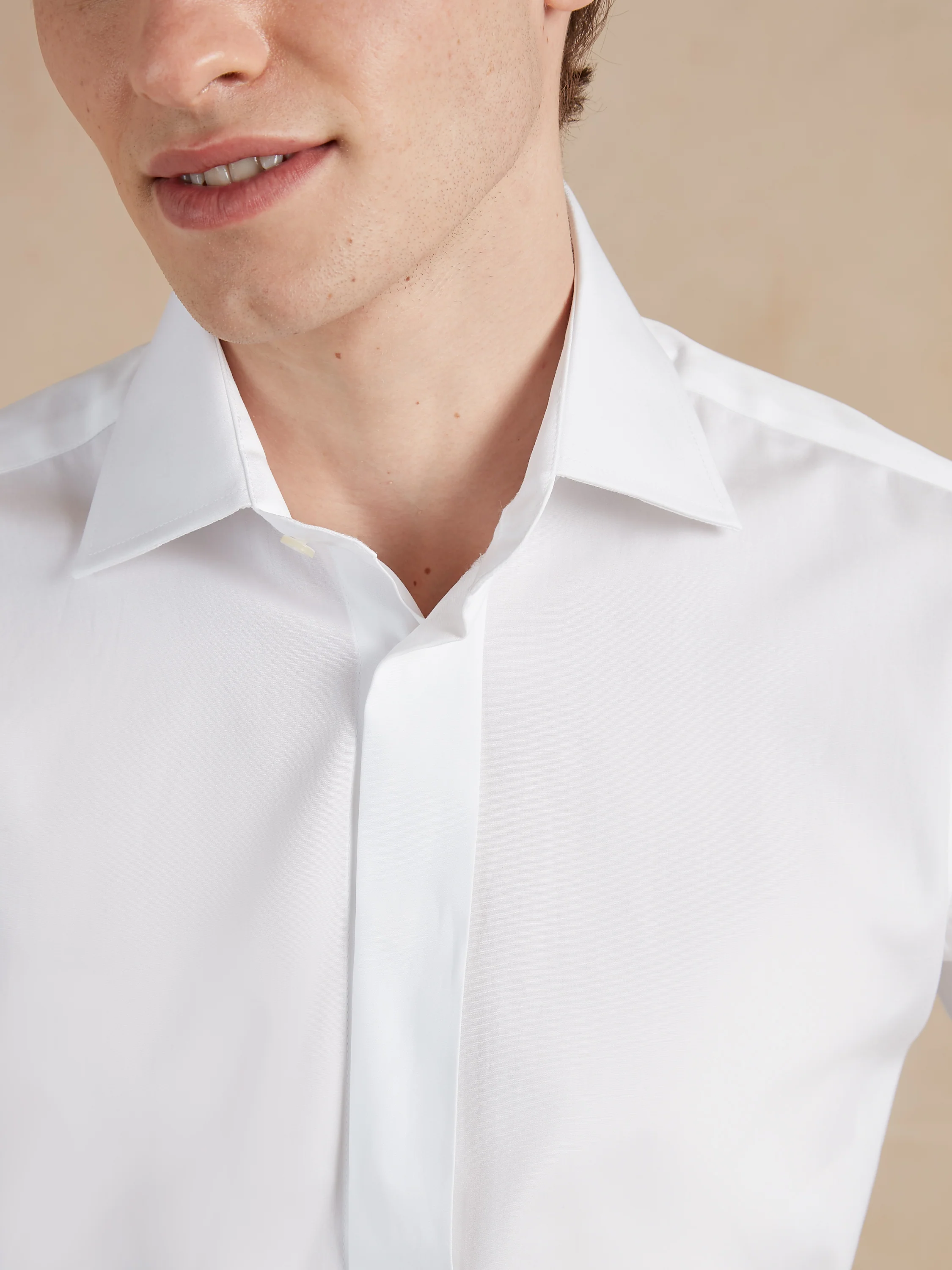 City Shirt Covered Placket Poplin - White - Image 3