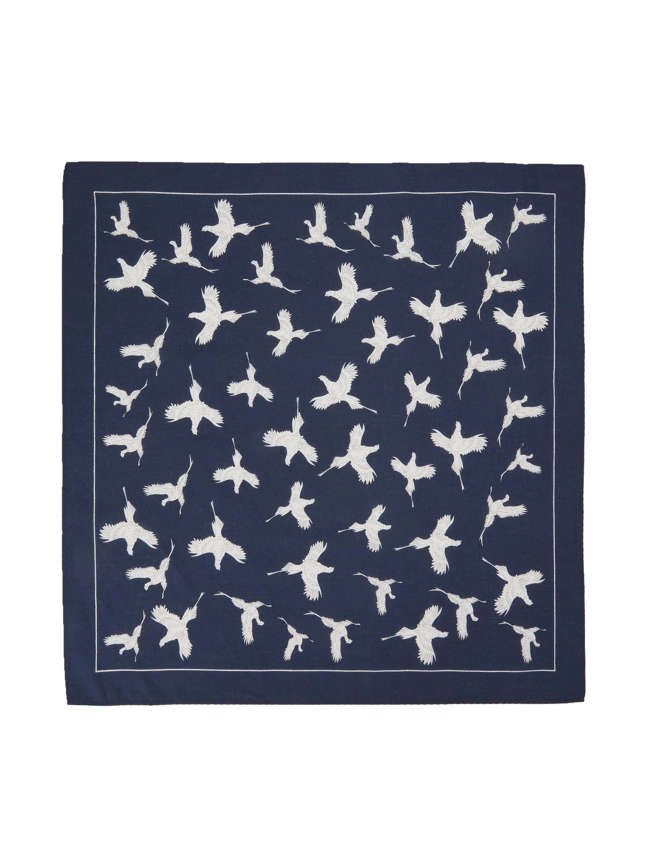 Cotton Pheasant Handkerchief - Navy - Image 2