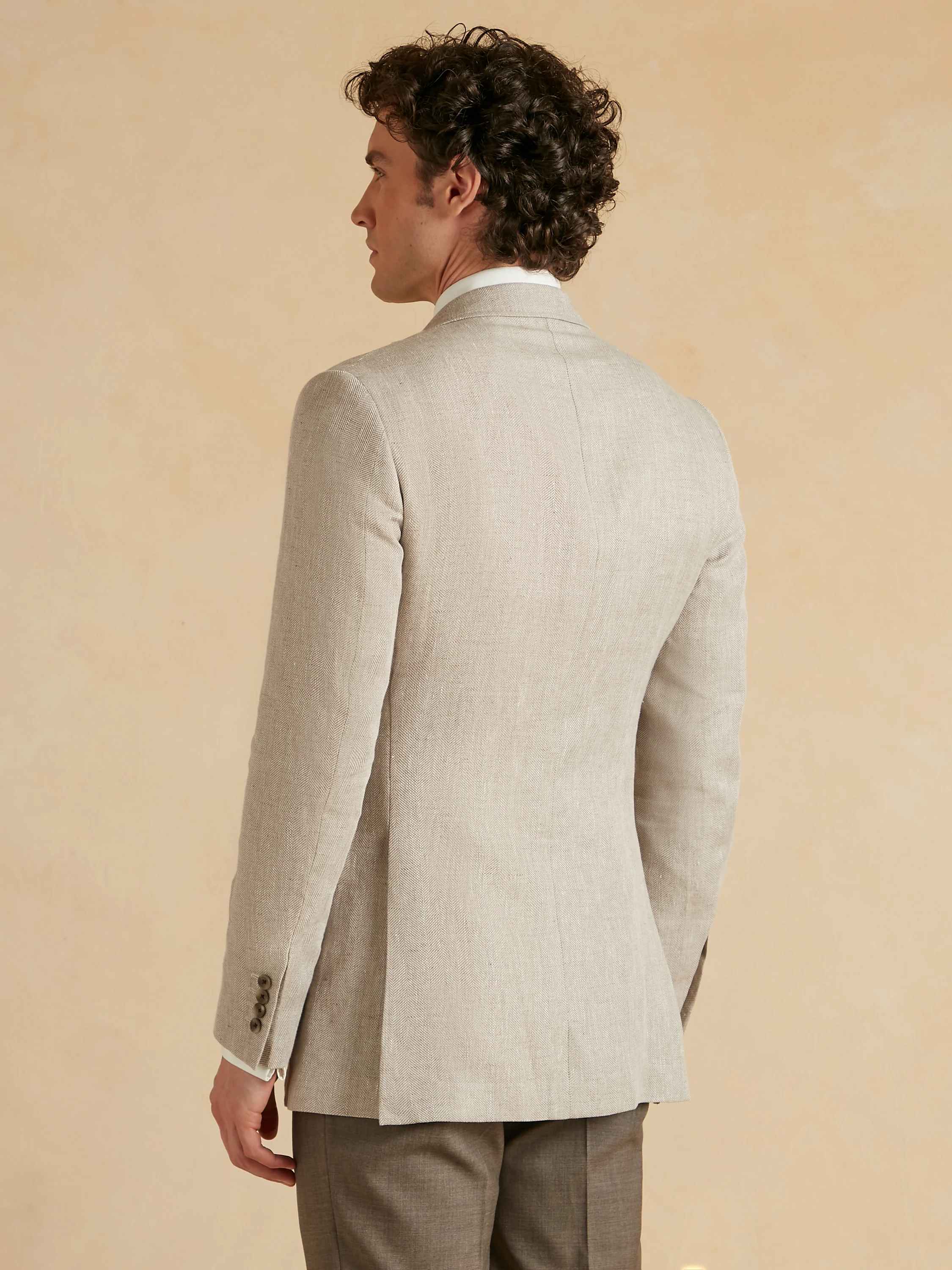Deconstructed Jacket Linen and Wool Herringbone - Natural - Image 4