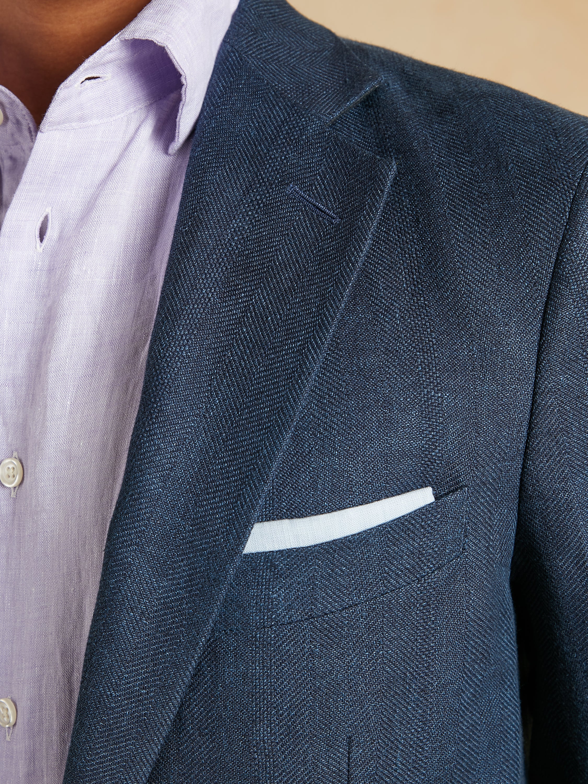 Deconstructed Jacket Linen and Wool Herringbone - Navy - Image 3