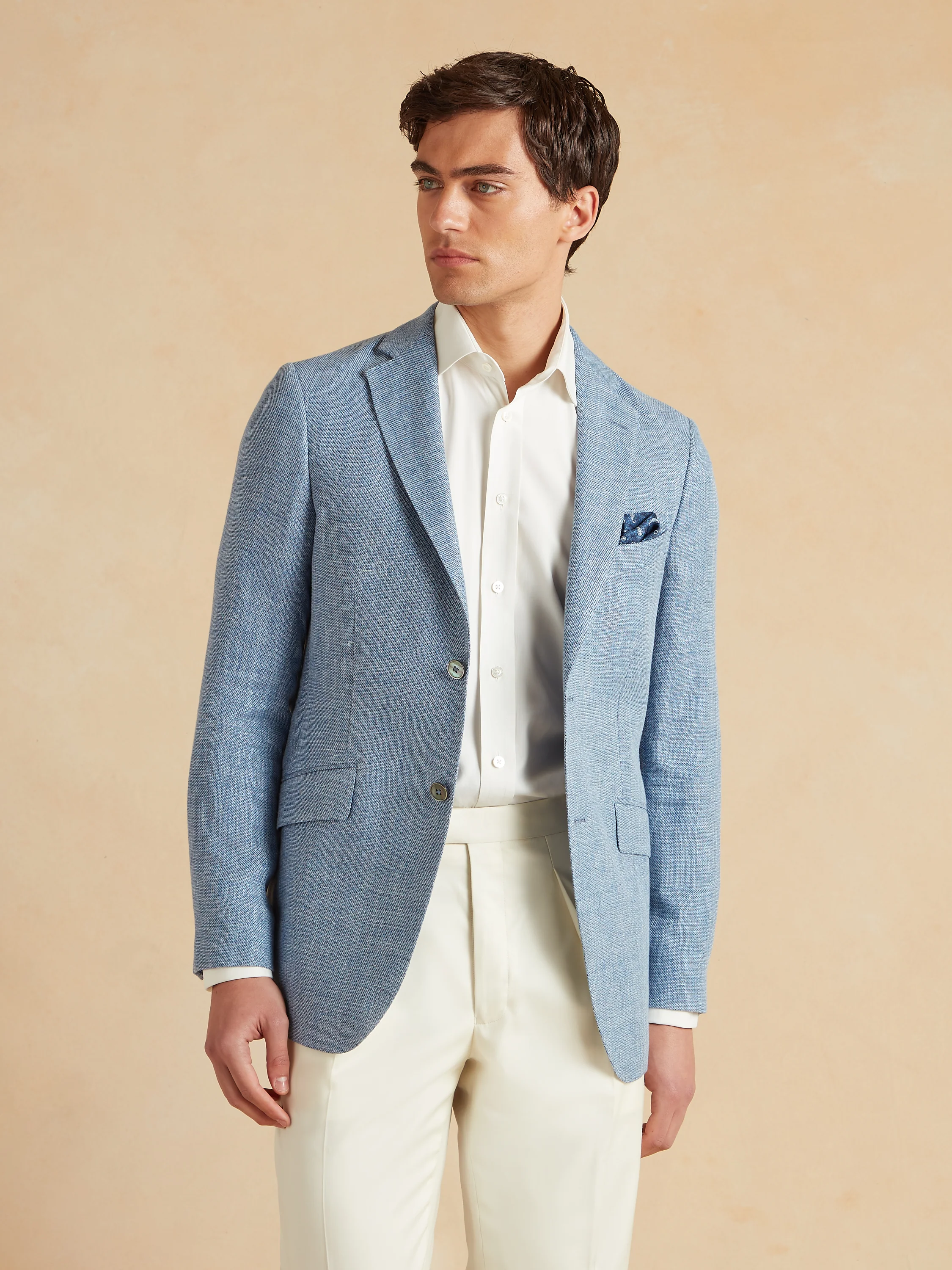 Deconstructed Jacket Linen and Wool - Light Blue