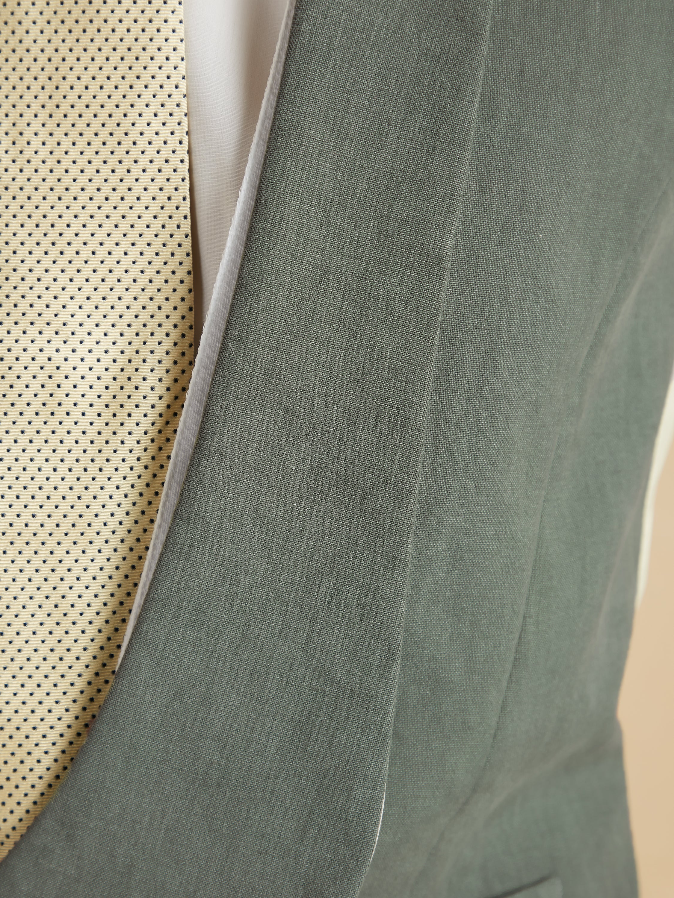 Deep Shawl Lapel Double Breasted Linen Waistcoat - Sage Green - Image 4