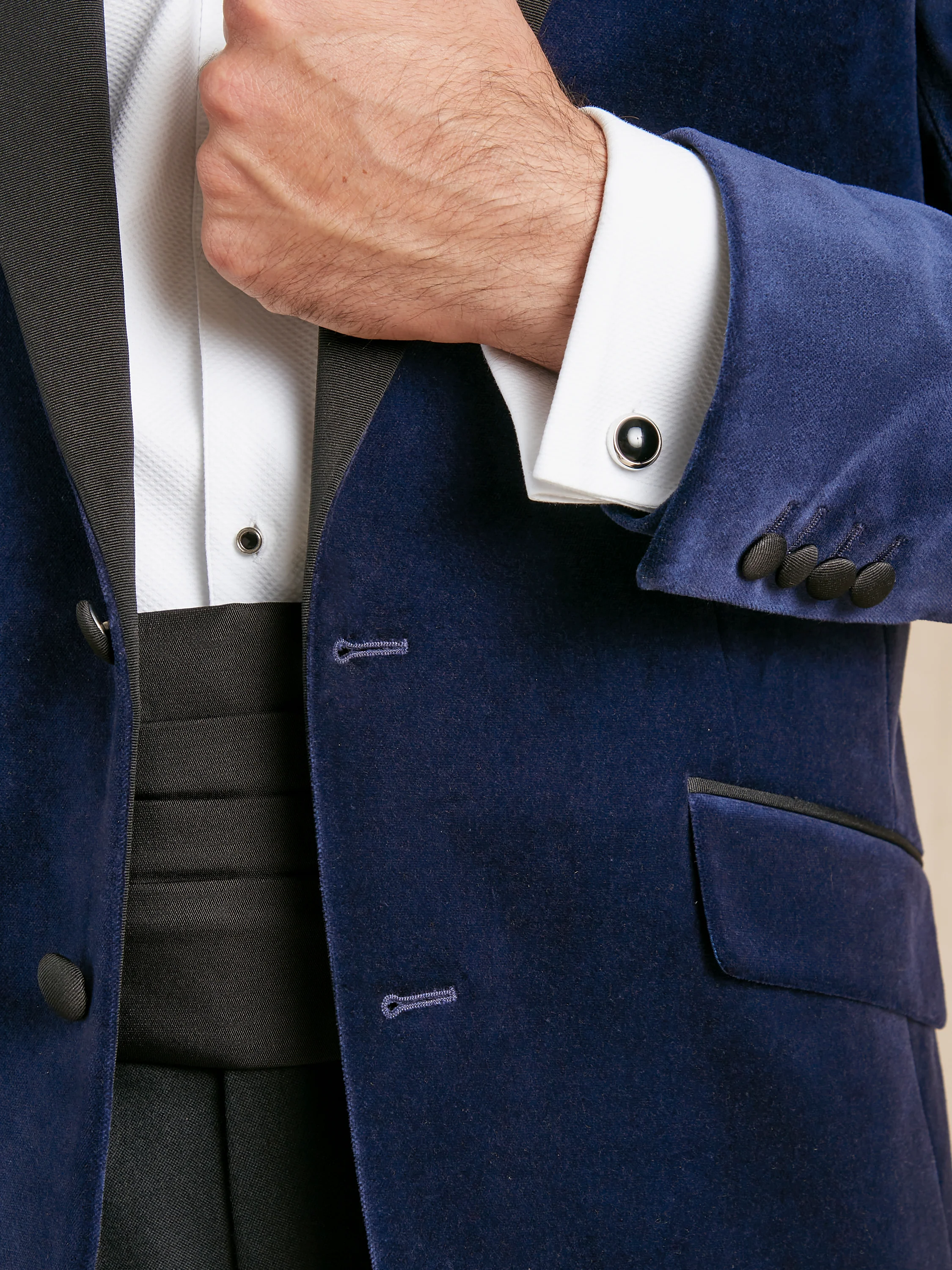 Dinner Jacket Hire - Navy Velvet - Image 4