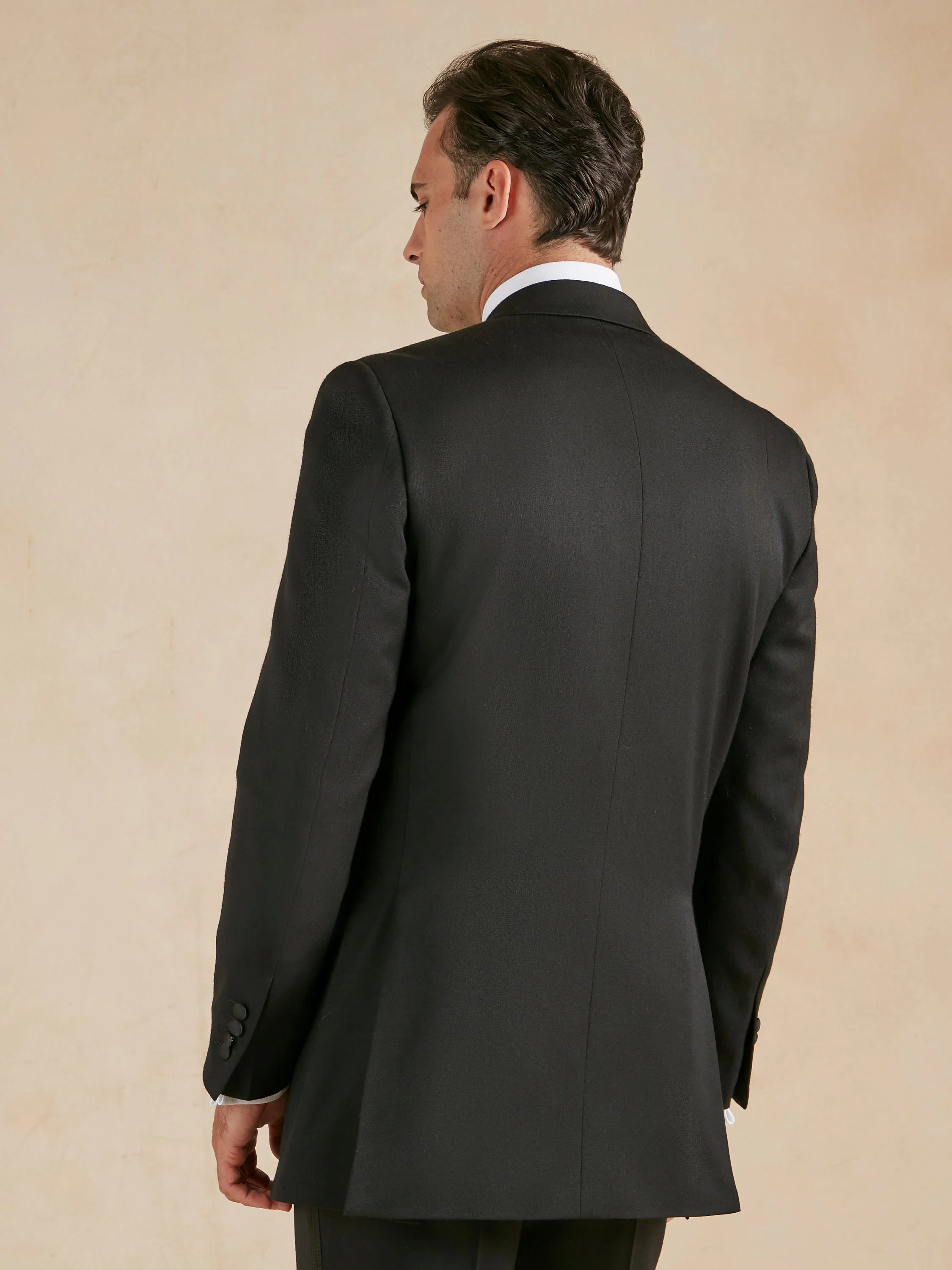 Dinner Jacket Hire - Double-Breasted Black Barathea Wool - Image 5