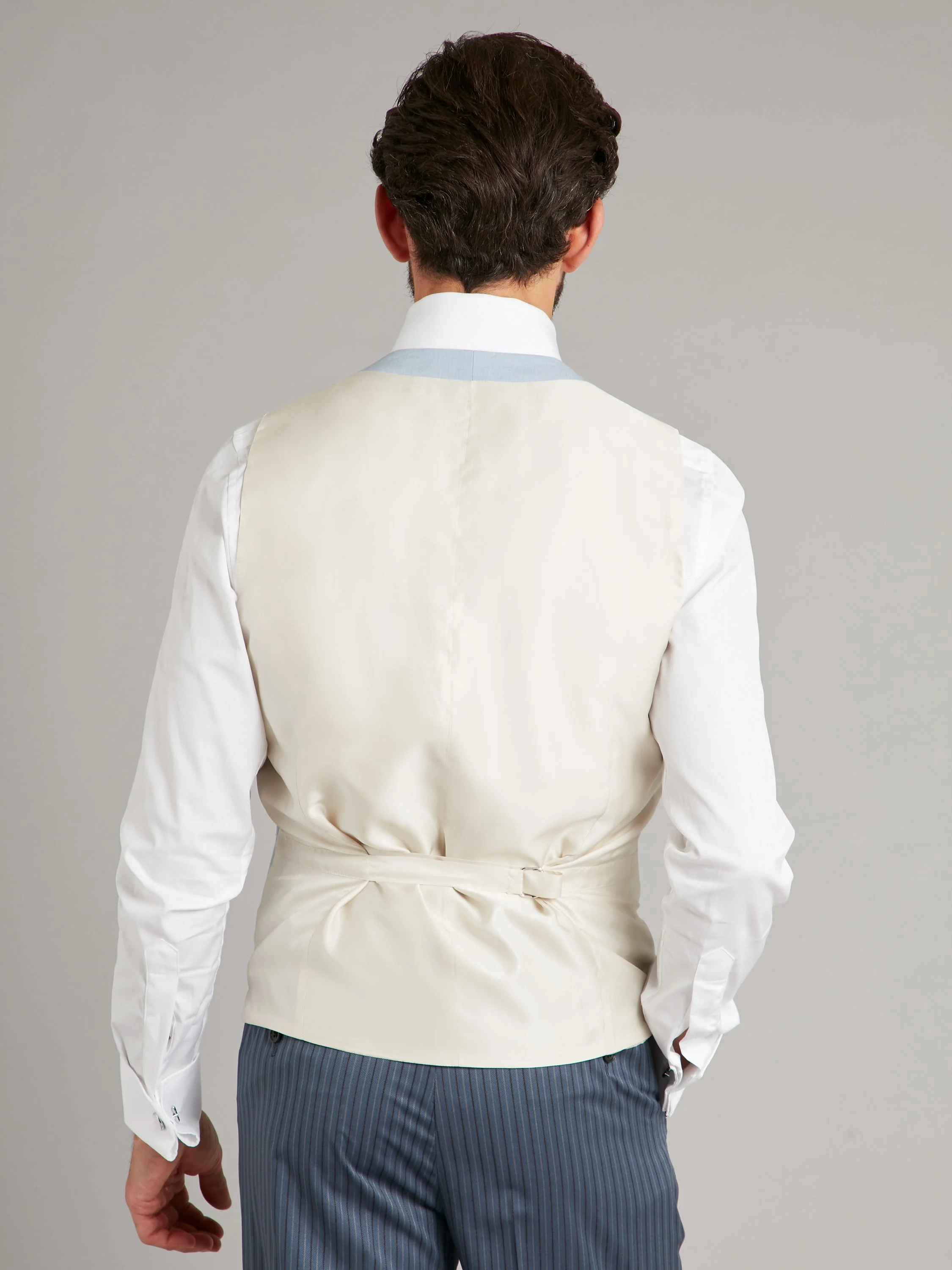 Double Breasted Linen Waistcoat - Pale Blue - Image 3