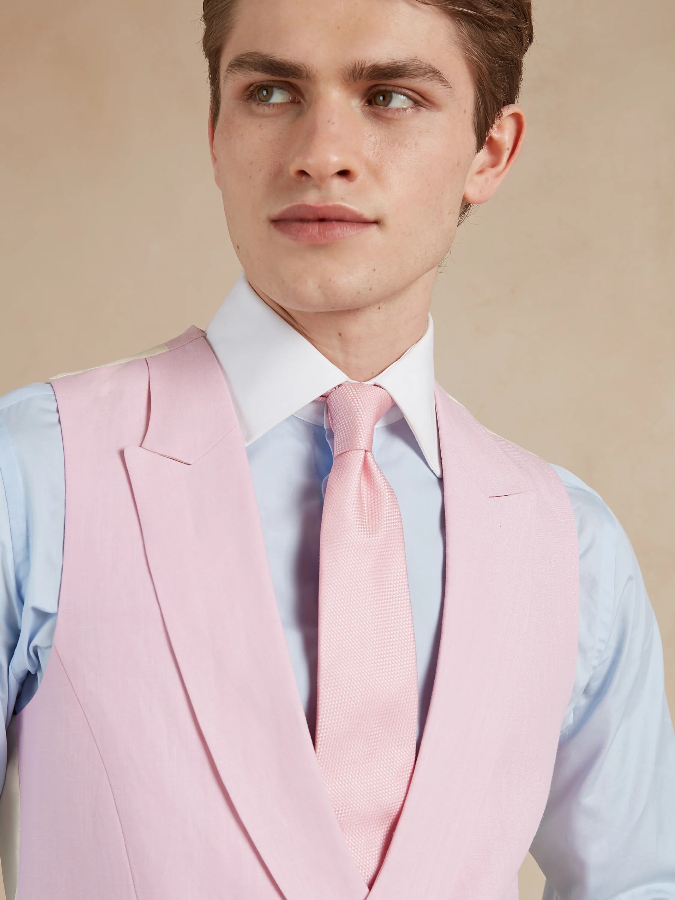 Double Breasted Linen Waistcoat - Pink - Image 3