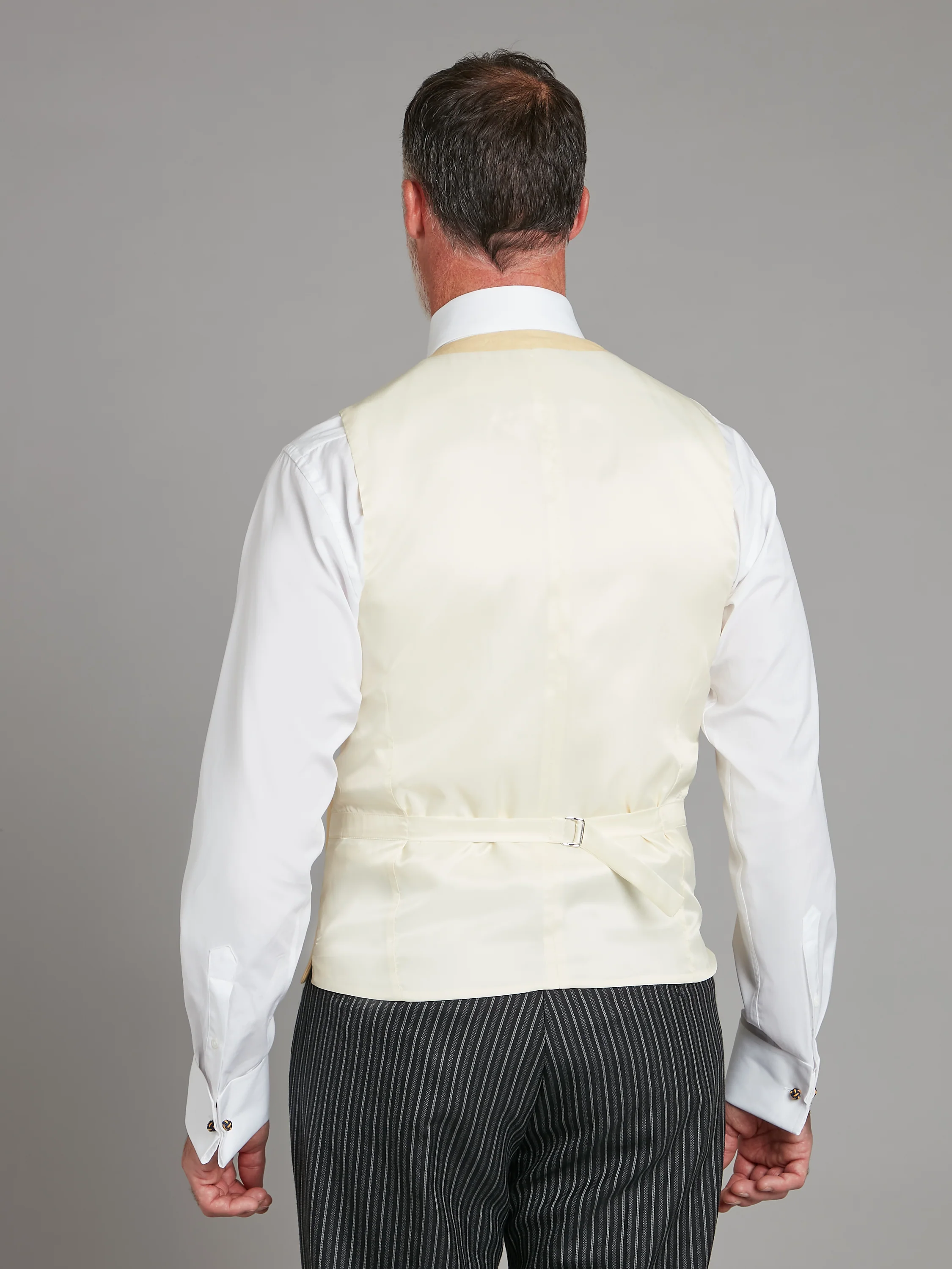 Double Breasted Linen Waistcoat – Yellow - Image 3