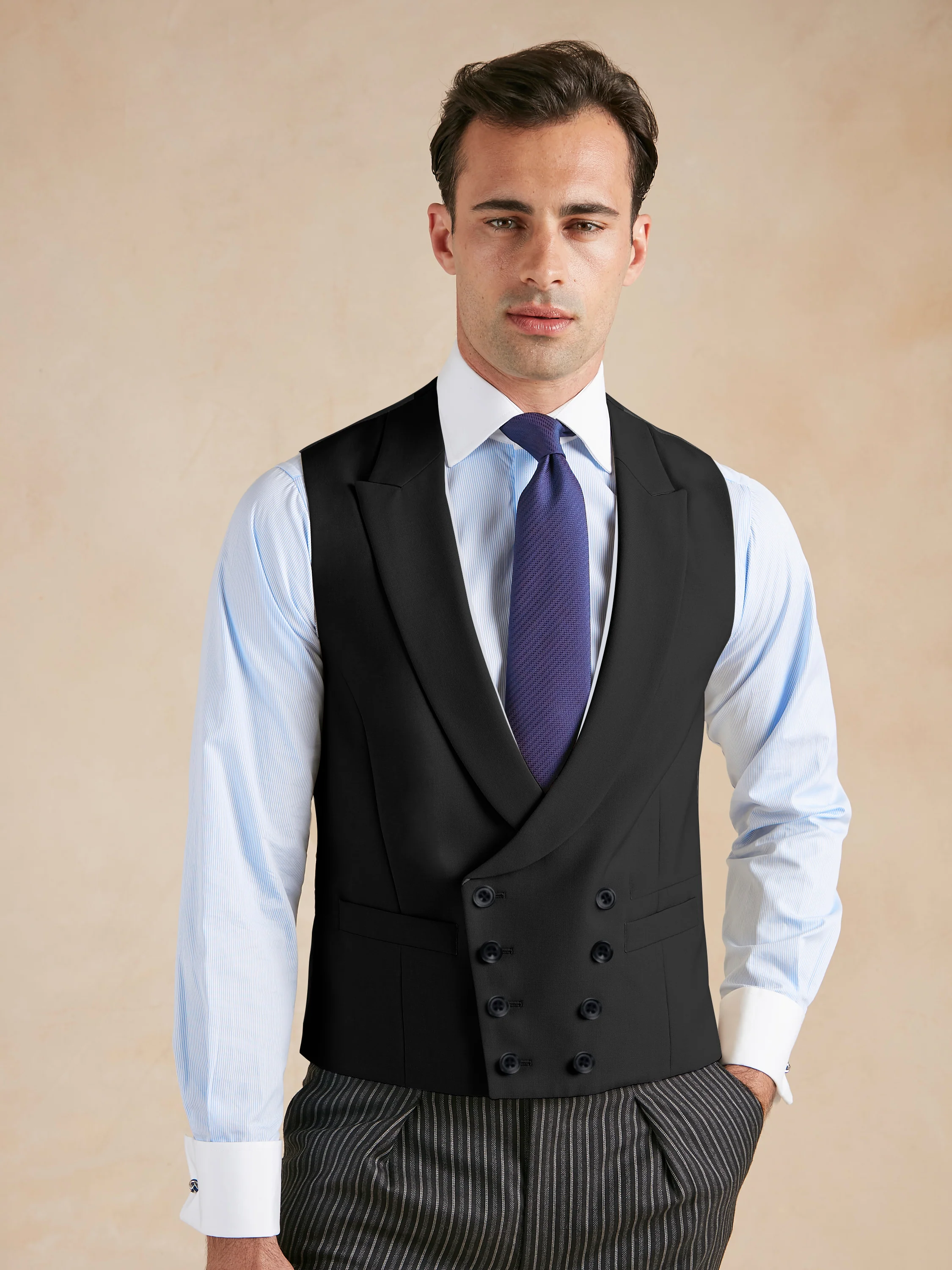 Double Breasted Morning Waistcoat - Black
