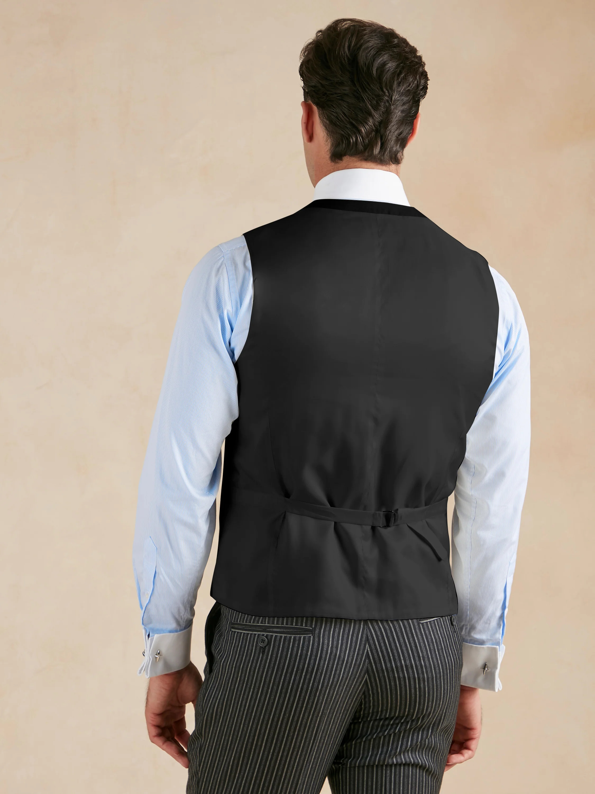 Double Breasted Morning Waistcoat - Black - Image 4