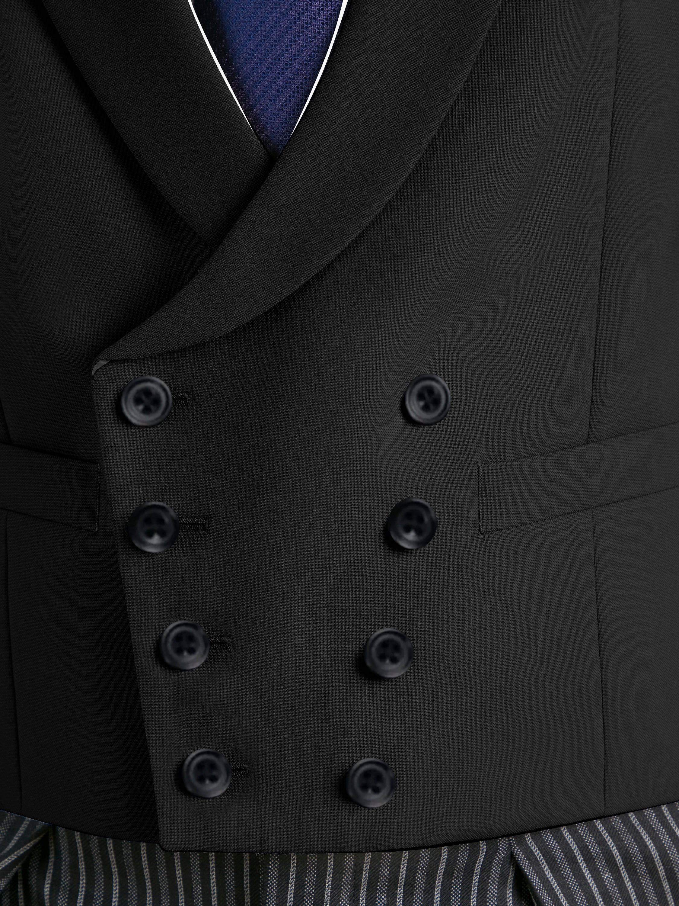 Double Breasted Morning Waistcoat - Black - Image 2