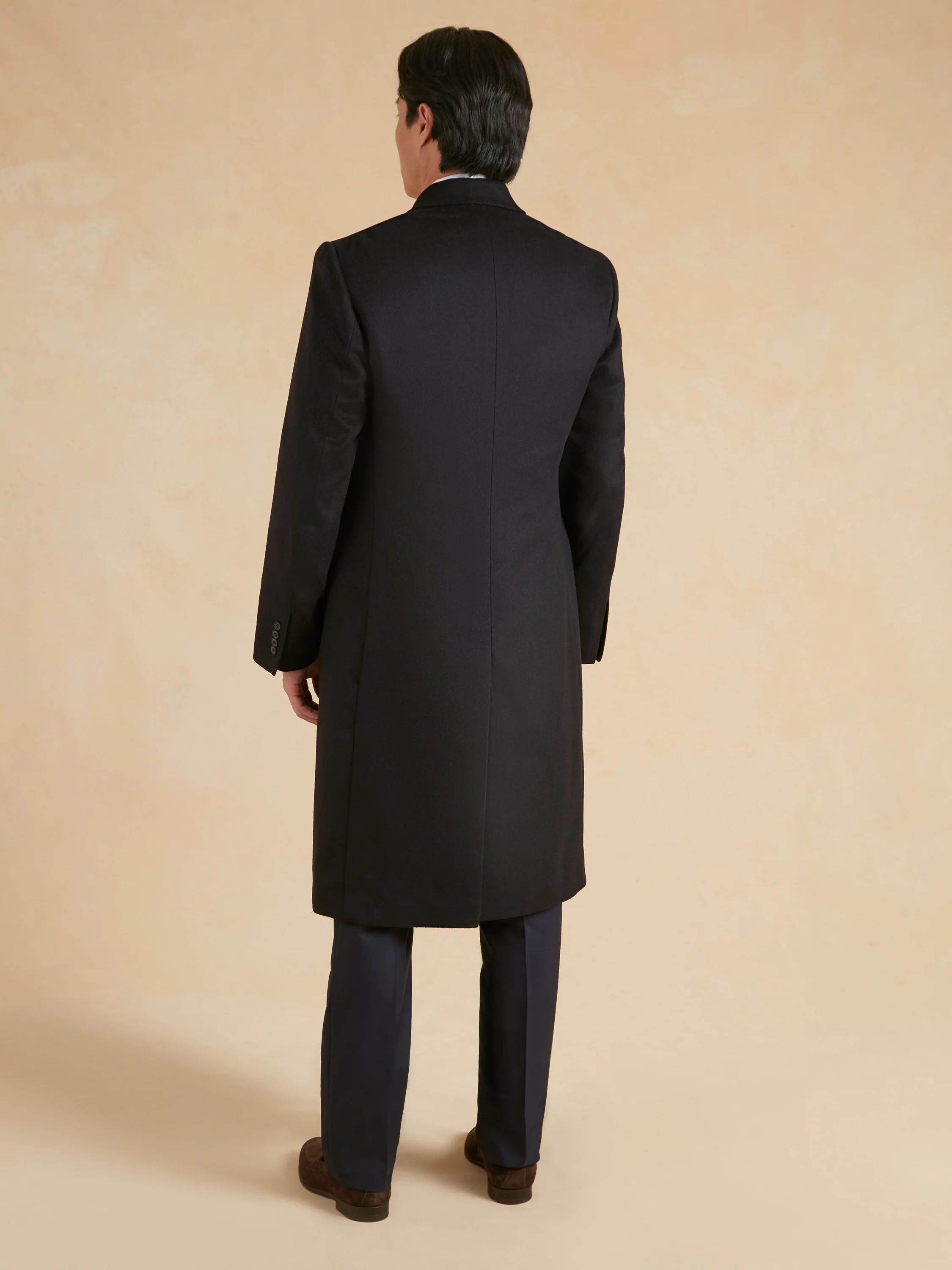 Double Breasted Overcoat Cashmere Blend - Navy - Image 5