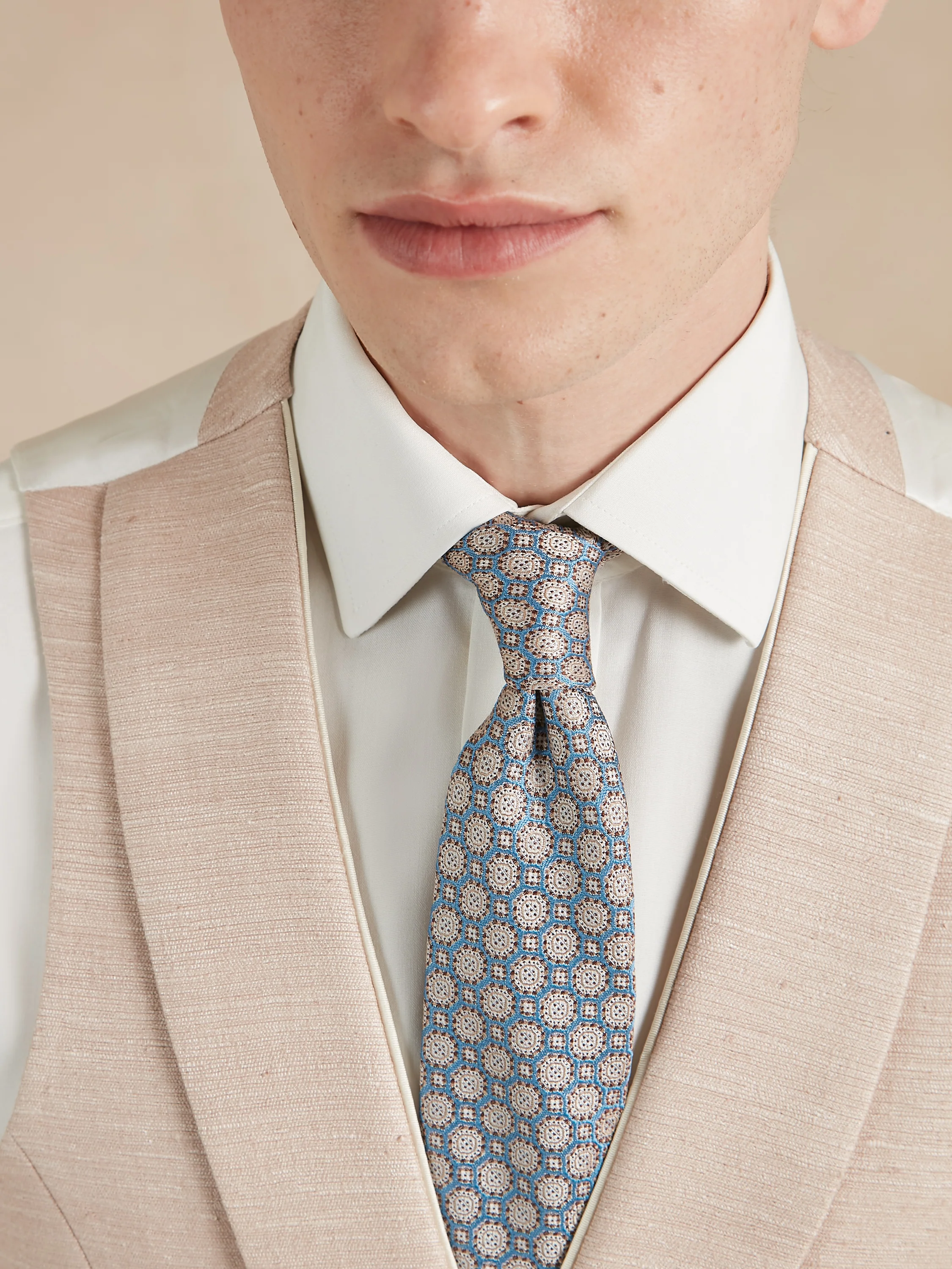 Double Breasted Waistcoat Woven Silk - Rose Smoke - Image 3