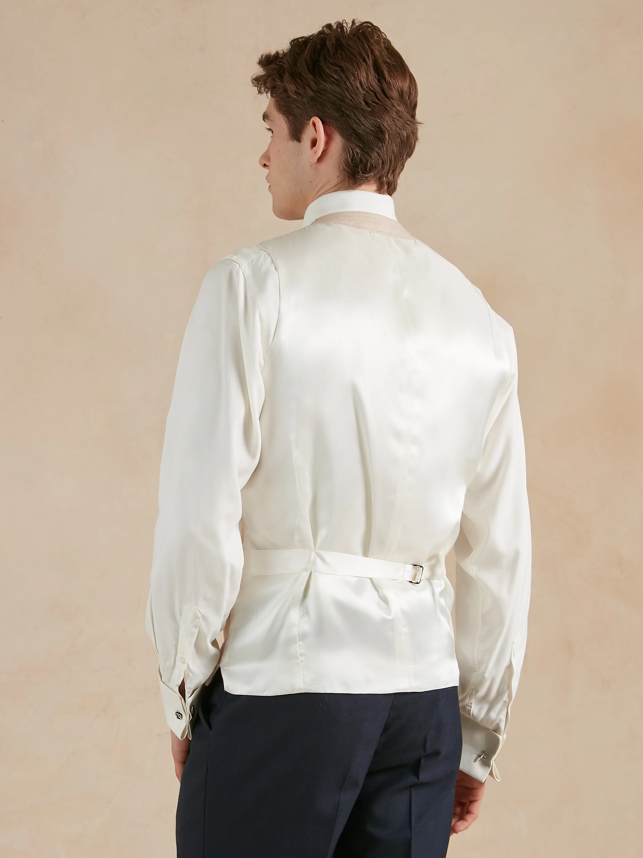 Double Breasted Waistcoat Woven Silk - Rose Smoke - Image 4