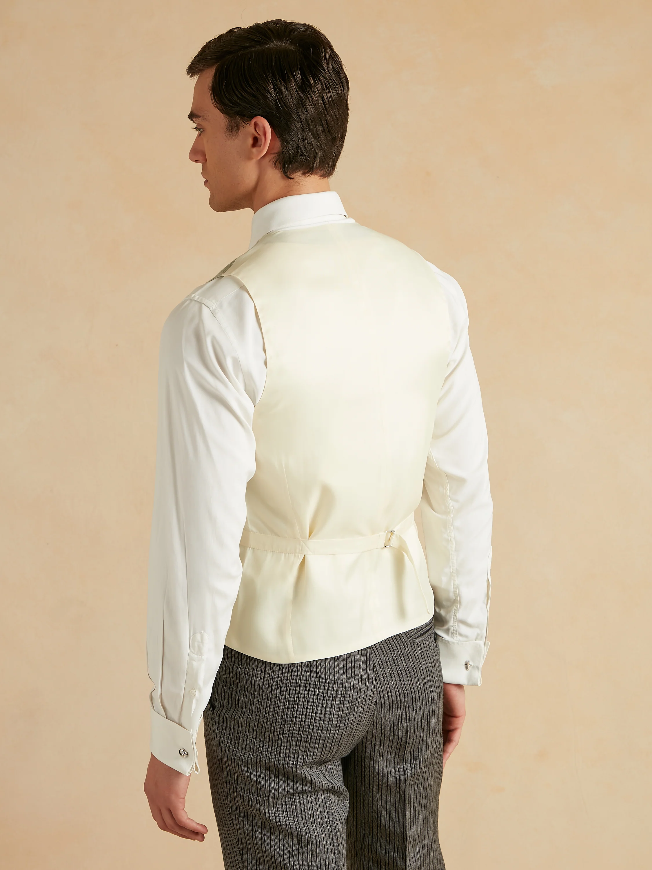 Double Breasted Waistcoat Silk Herringbone - Fern Green - Image 3