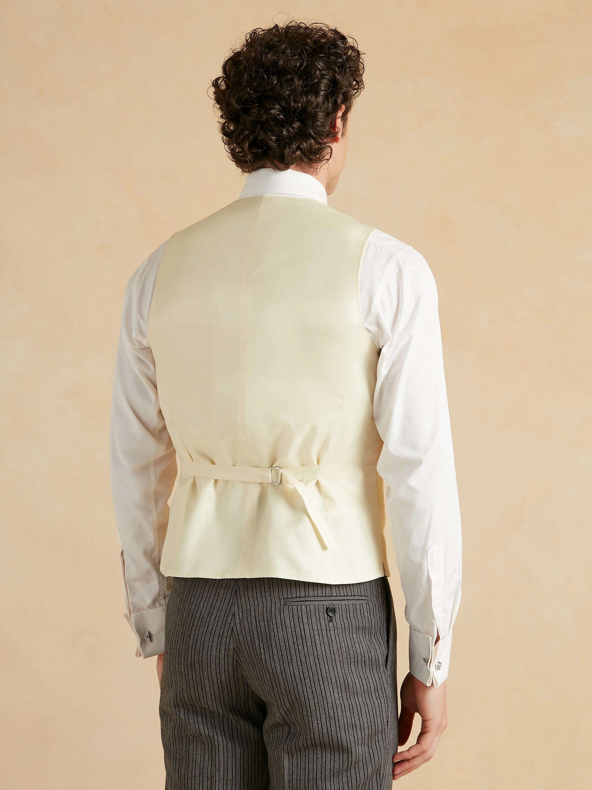 Double Breasted Waistcoat Silk Herringbone - Sunflower Yellow - Image 4
