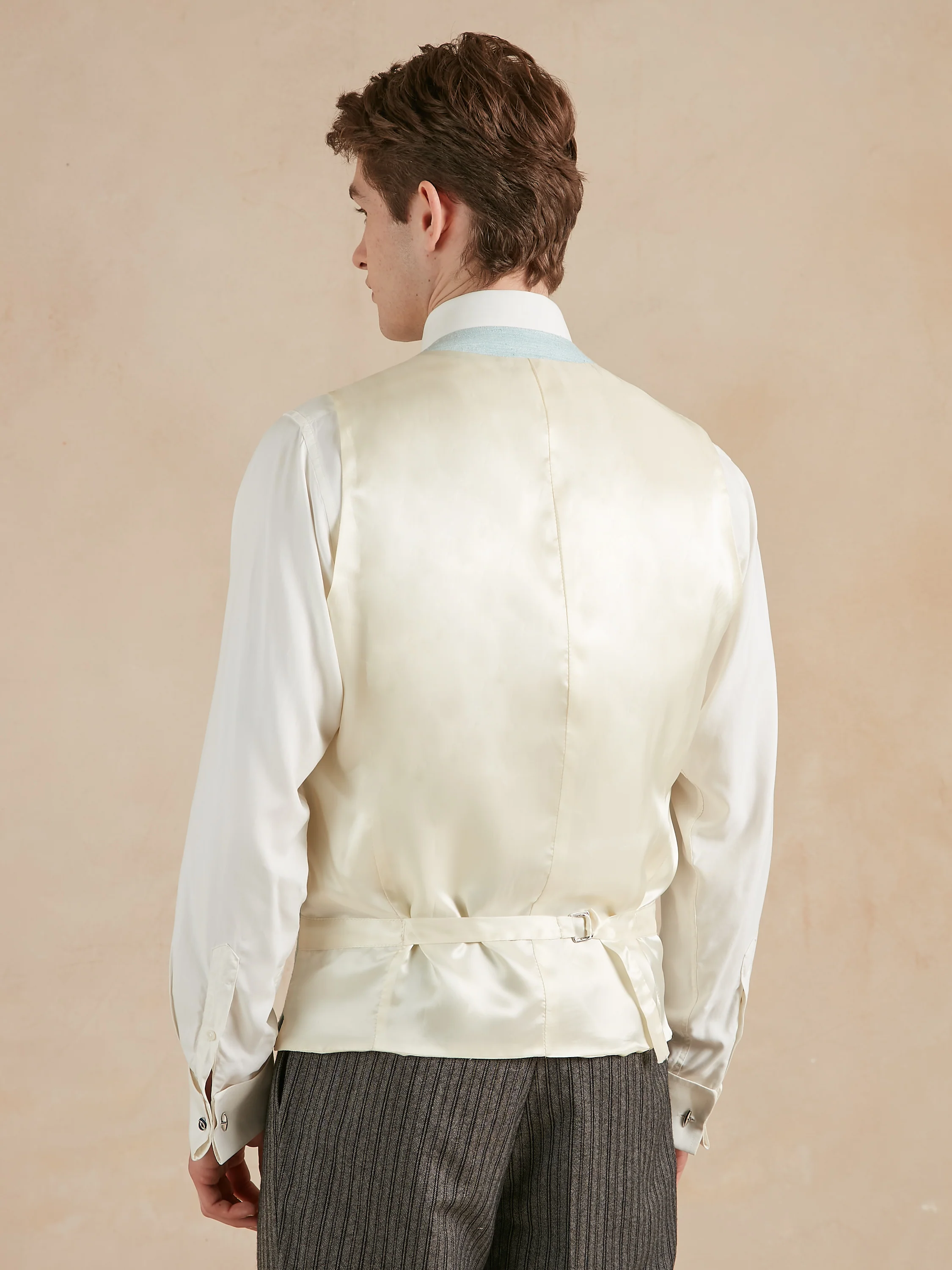 Double Breasted Waistcoat Woven Silk - Glacier (Extended Sizing) - Image 4