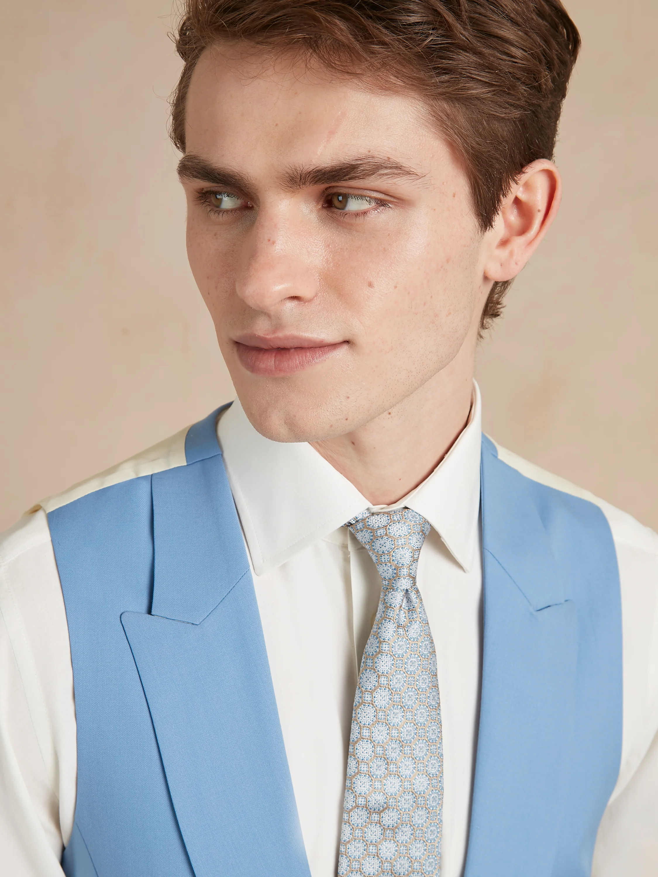 Double Breasted Wool Waistcoat - Mid Blue - Image 3