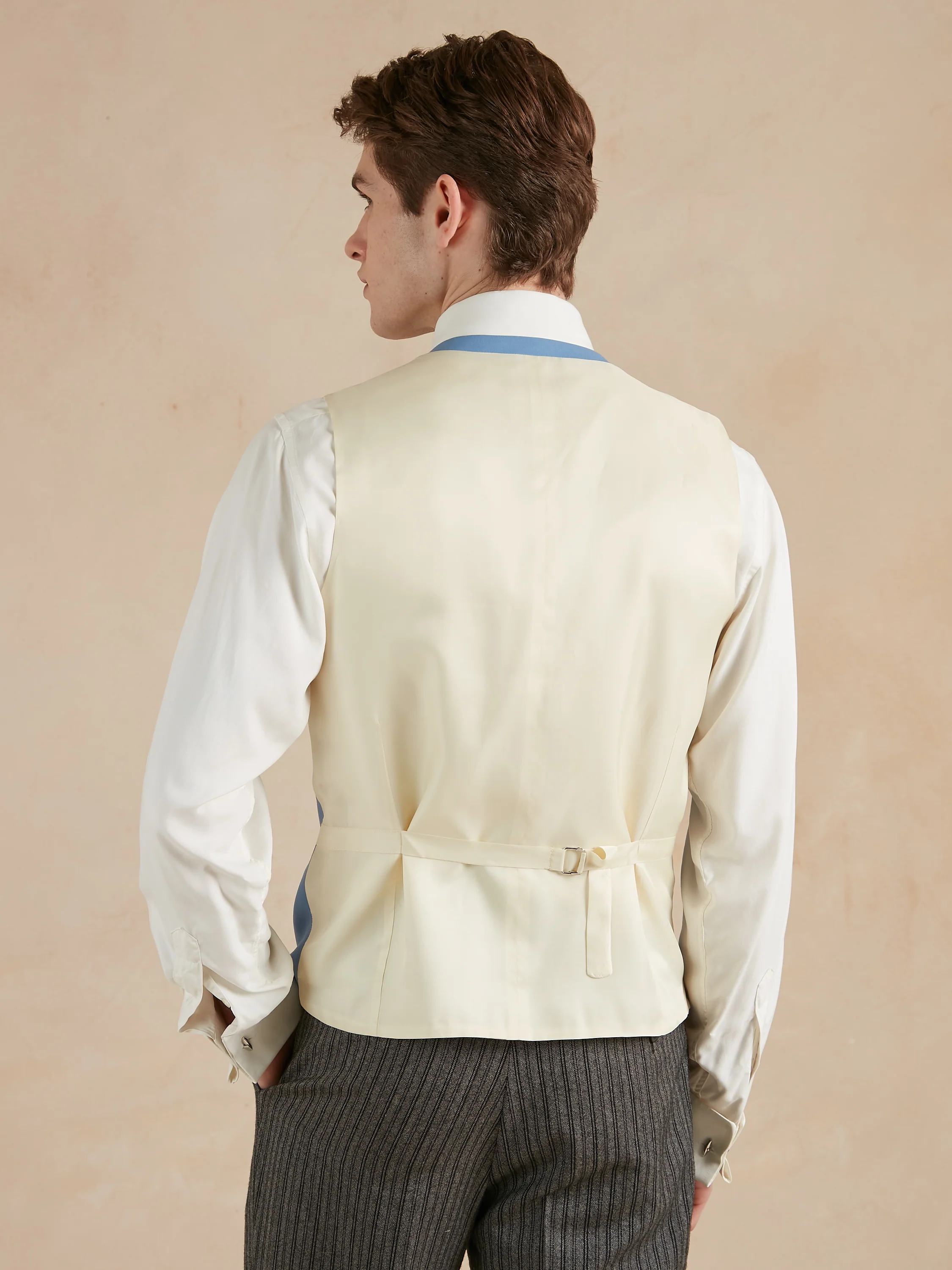 Double Breasted Wool Waistcoat - Mid Blue - Image 4