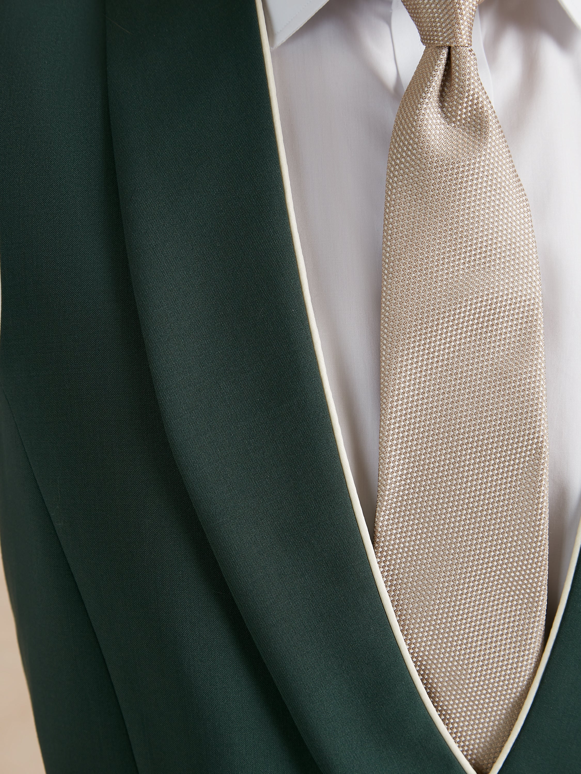 Double Breasted Wool Waistcoat With Piping - Hunter Green - Image 4