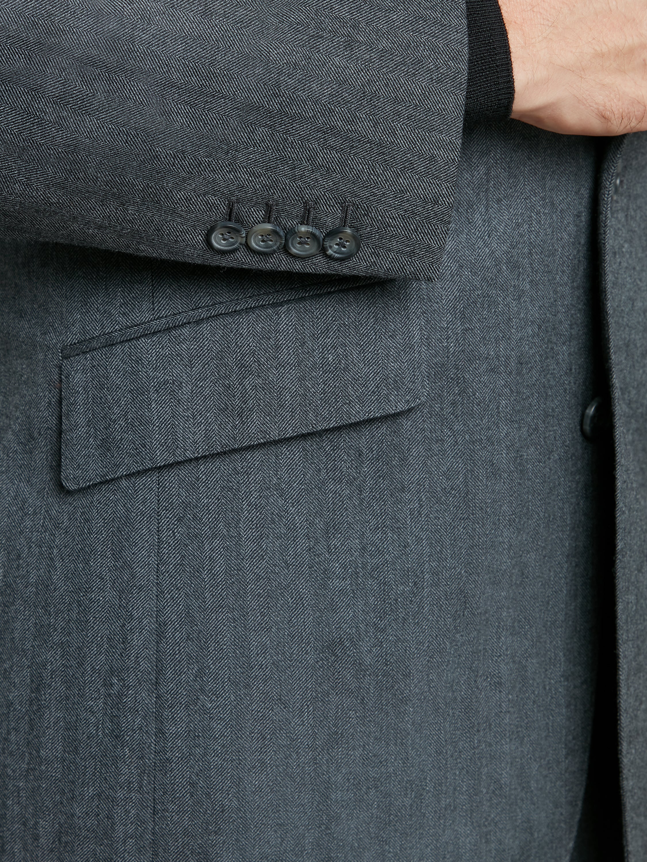 Eaton Classic Fit Suit - Grey Herringbone Wool - Image 3