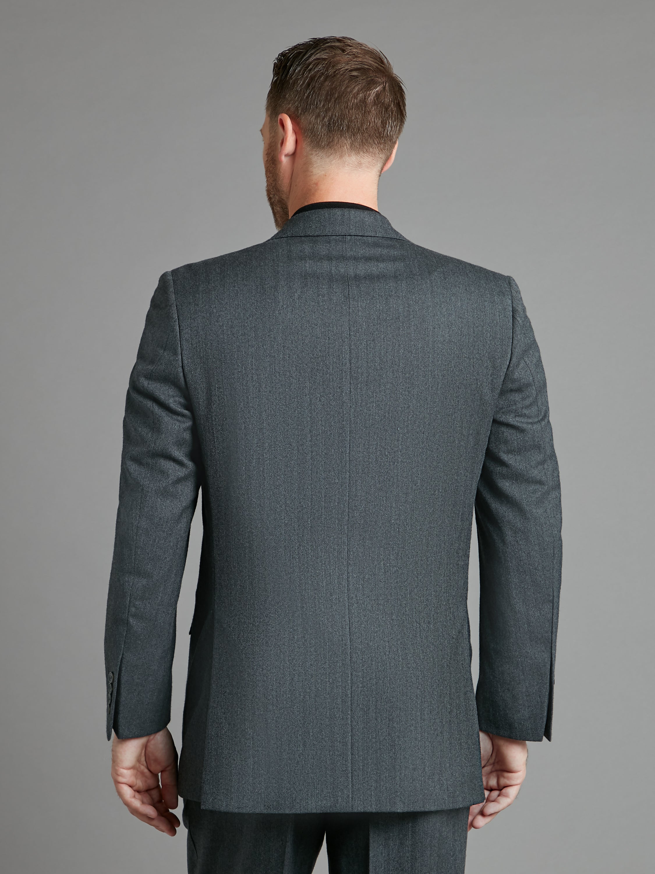 Eaton Classic Fit Suit - Grey Herringbone Wool - Image 4