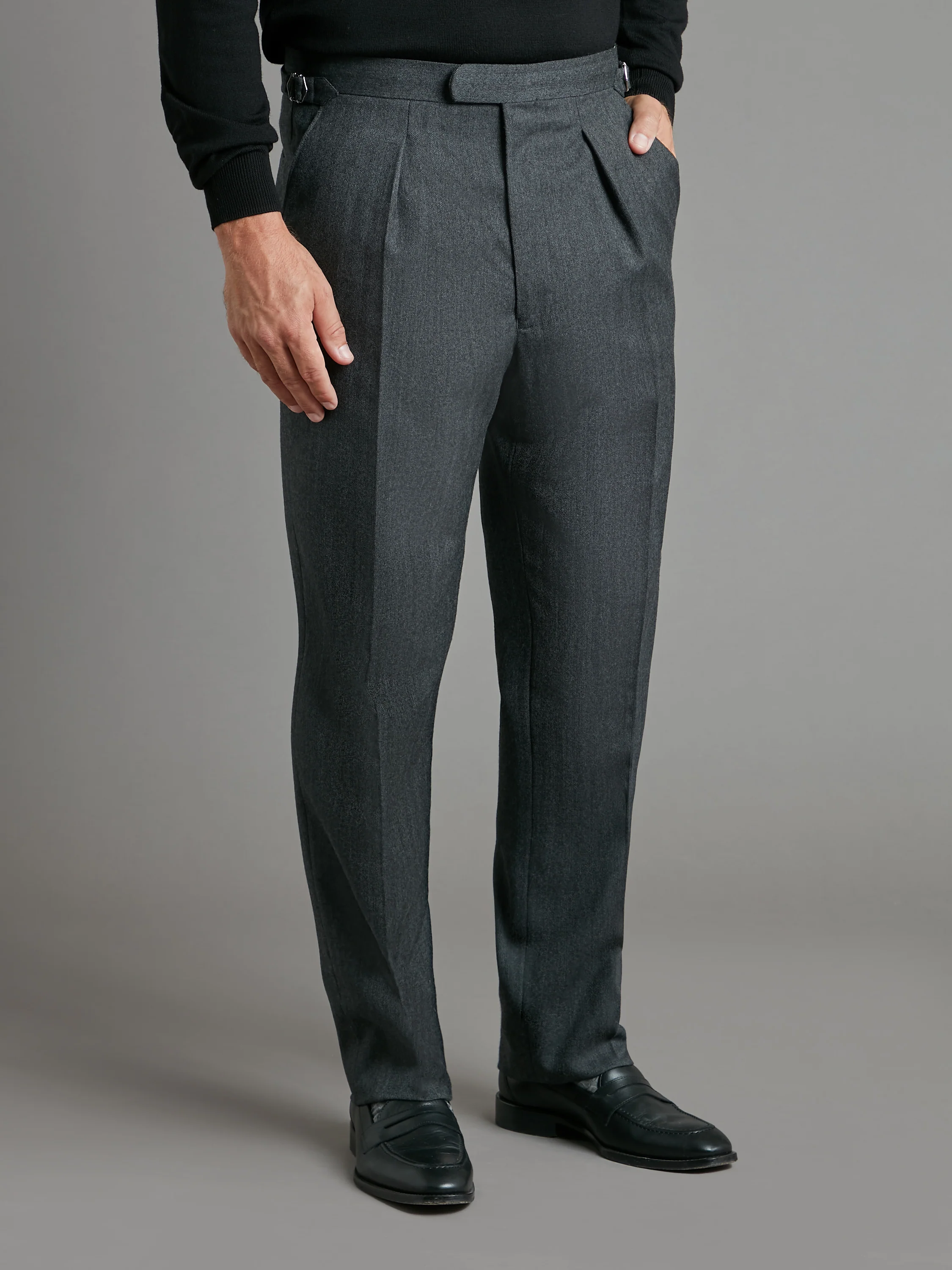 Eaton Classic Fit Suit - Grey Herringbone Wool - Image 5