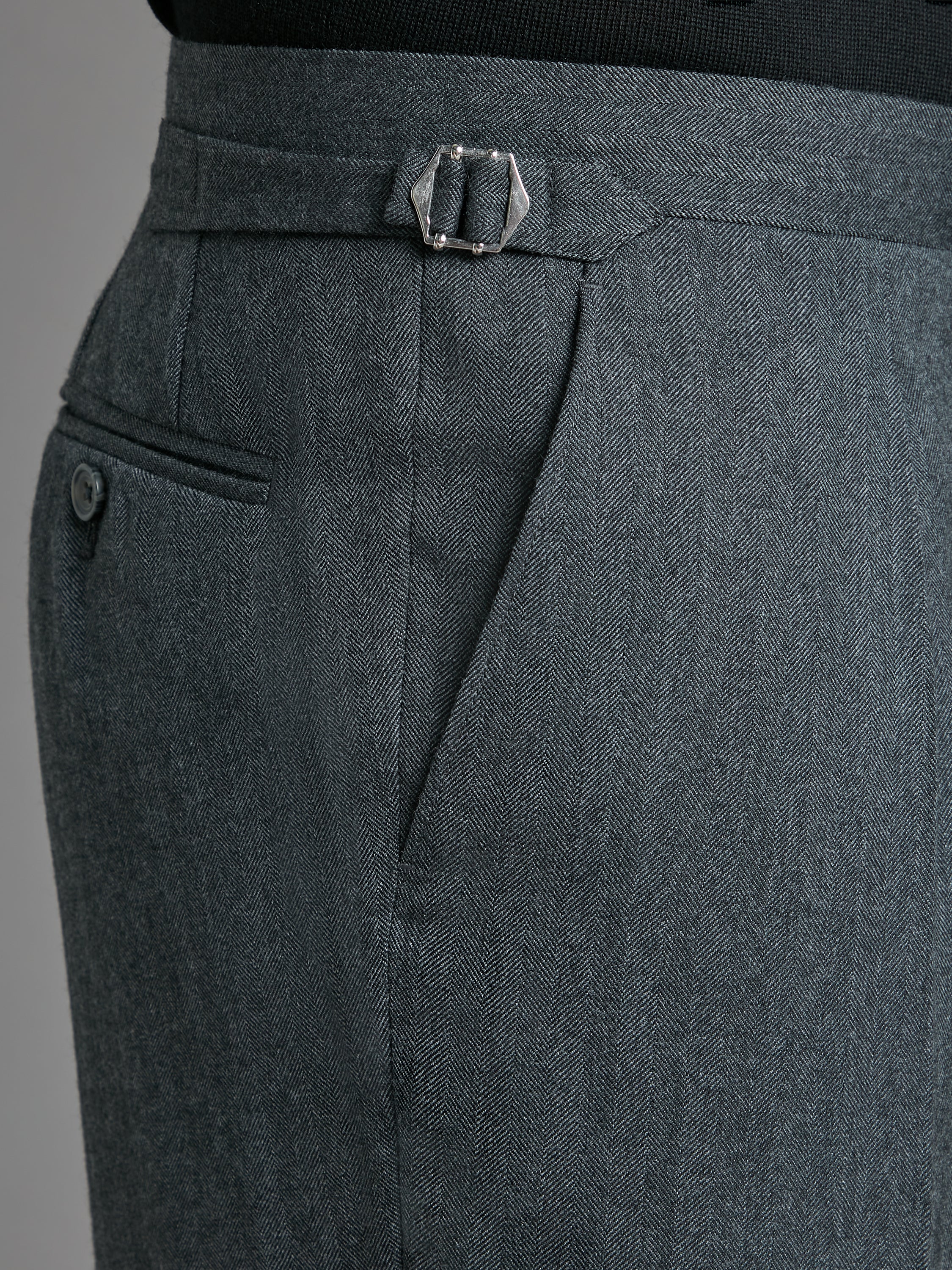 Eaton Classic Fit Suit - Grey Herringbone Wool - Image 6
