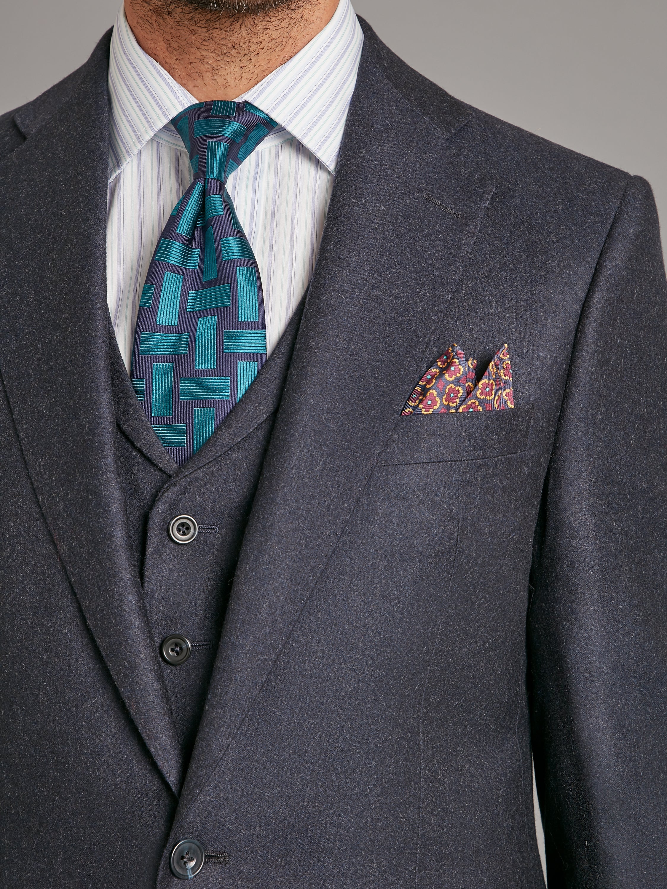 Eaton Classic Fit Suit - Navy Flannel Wool - Image 3