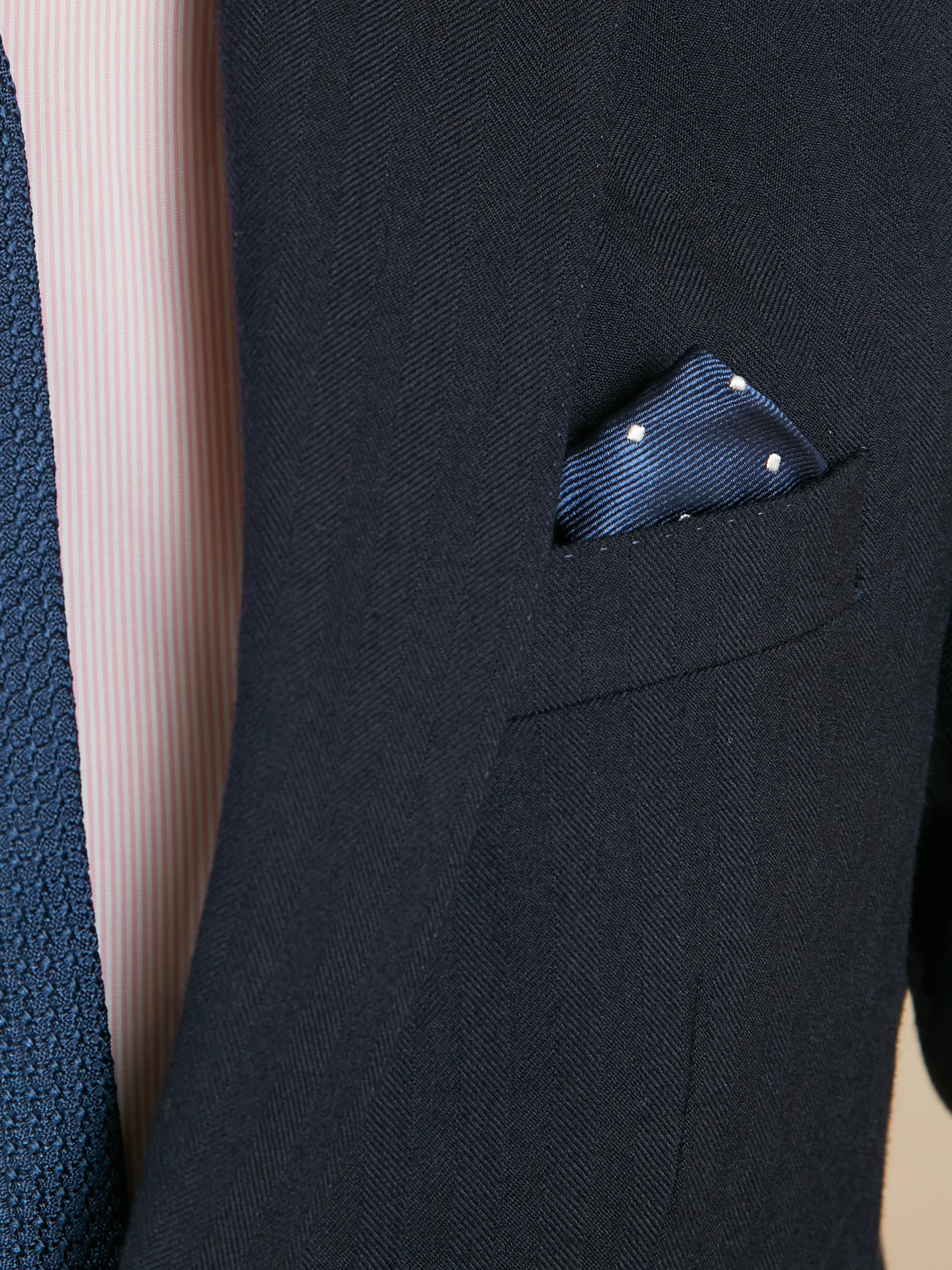 Eaton Classic Fit Suit - Navy Herringbone Wool - Image 4