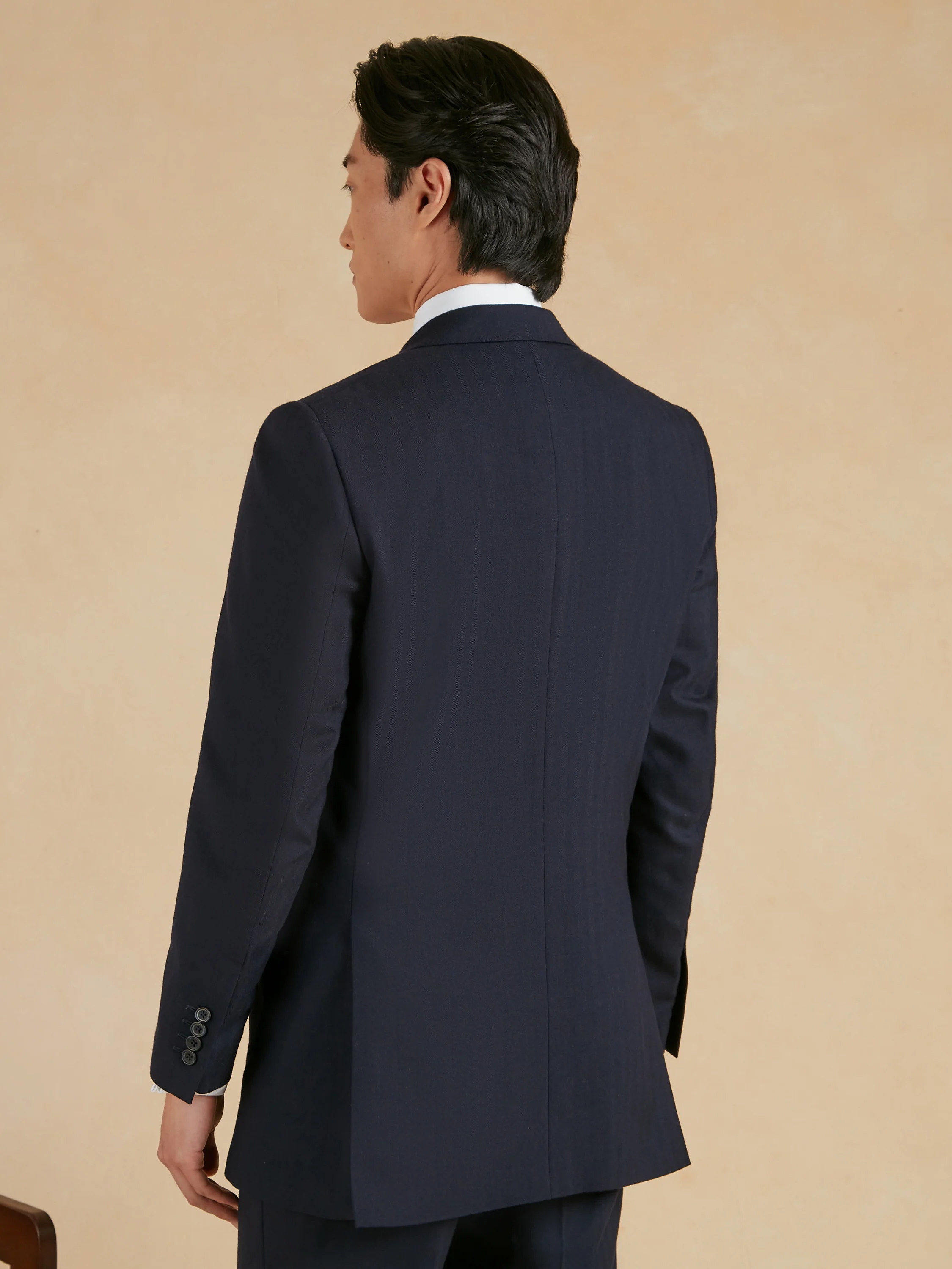 Eaton Classic Fit Suit - Navy Herringbone Wool - Image 6
