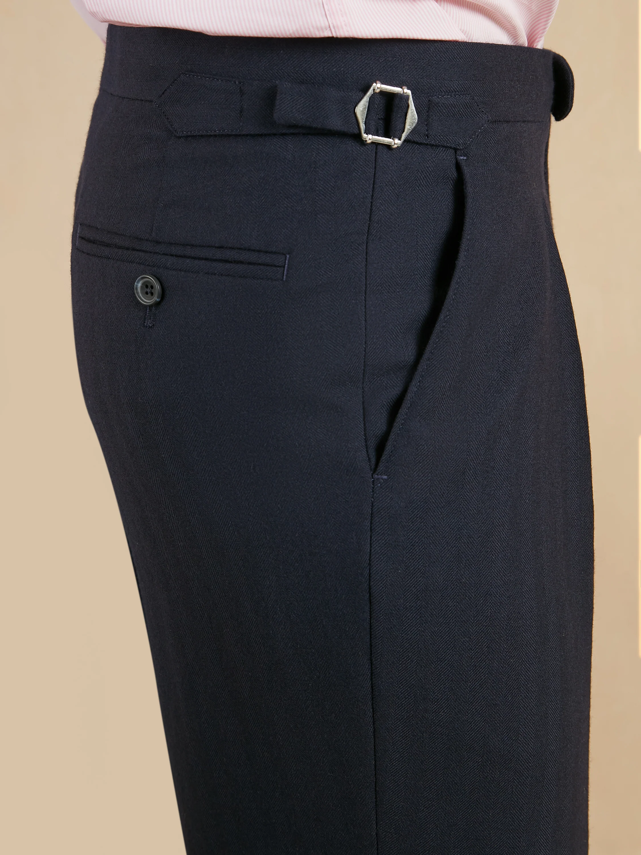 Eaton Classic Fit Suit - Navy Herringbone Wool - Image 8