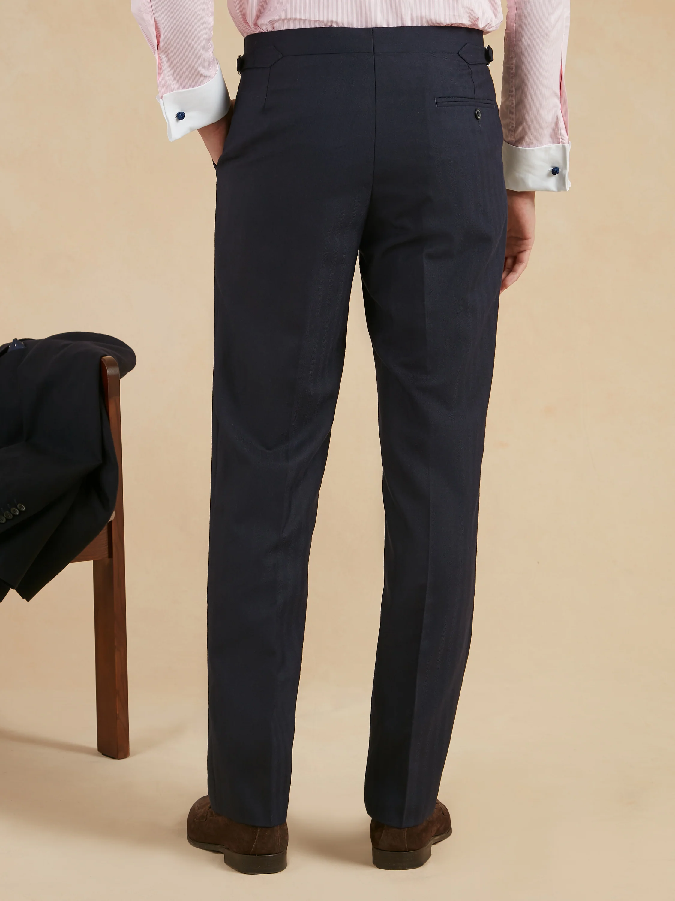 Eaton Classic Fit Suit - Navy Herringbone Wool - Image 9