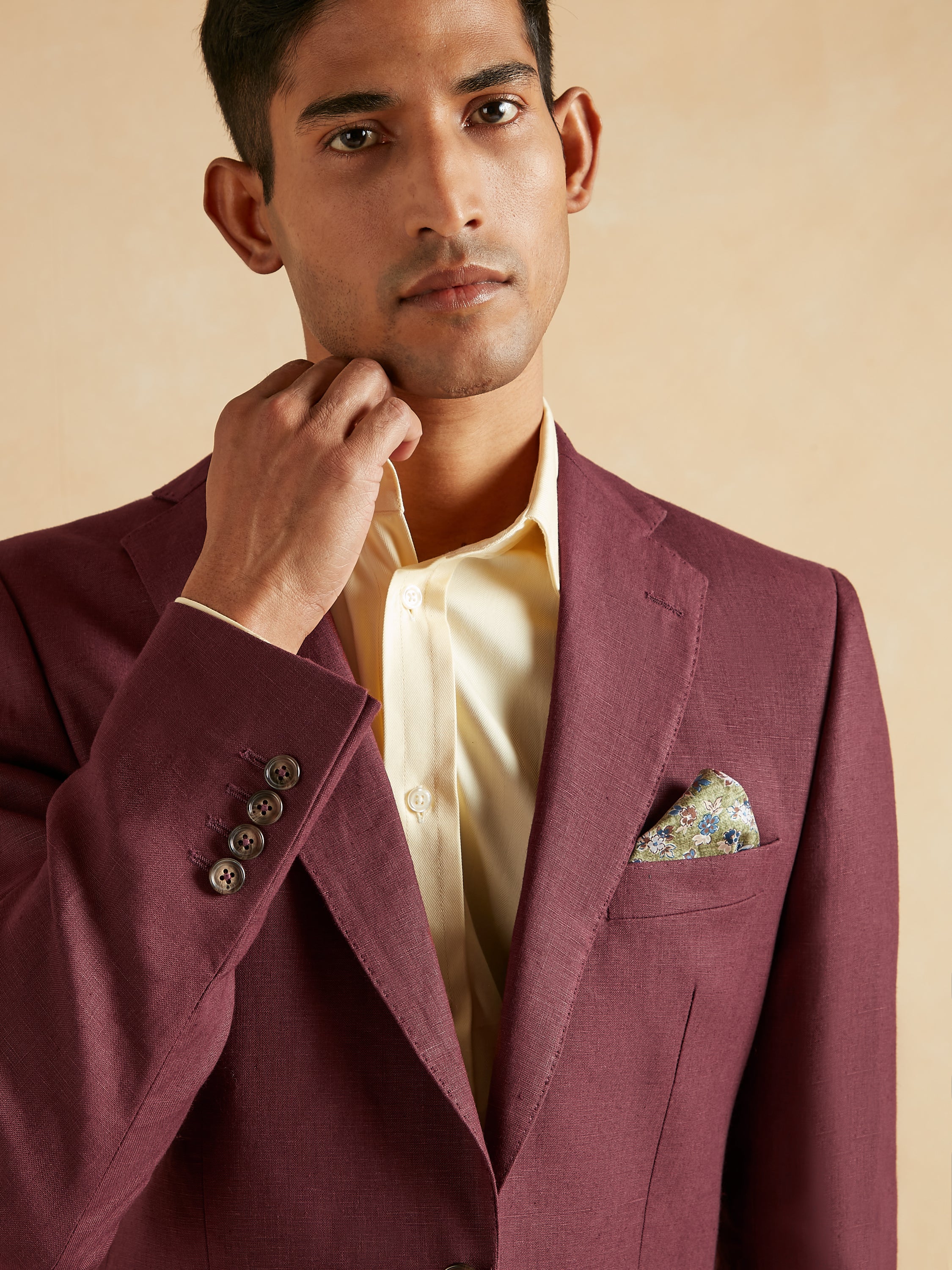 Eaton Jacket Irish Linen - Burgundy - Image 3