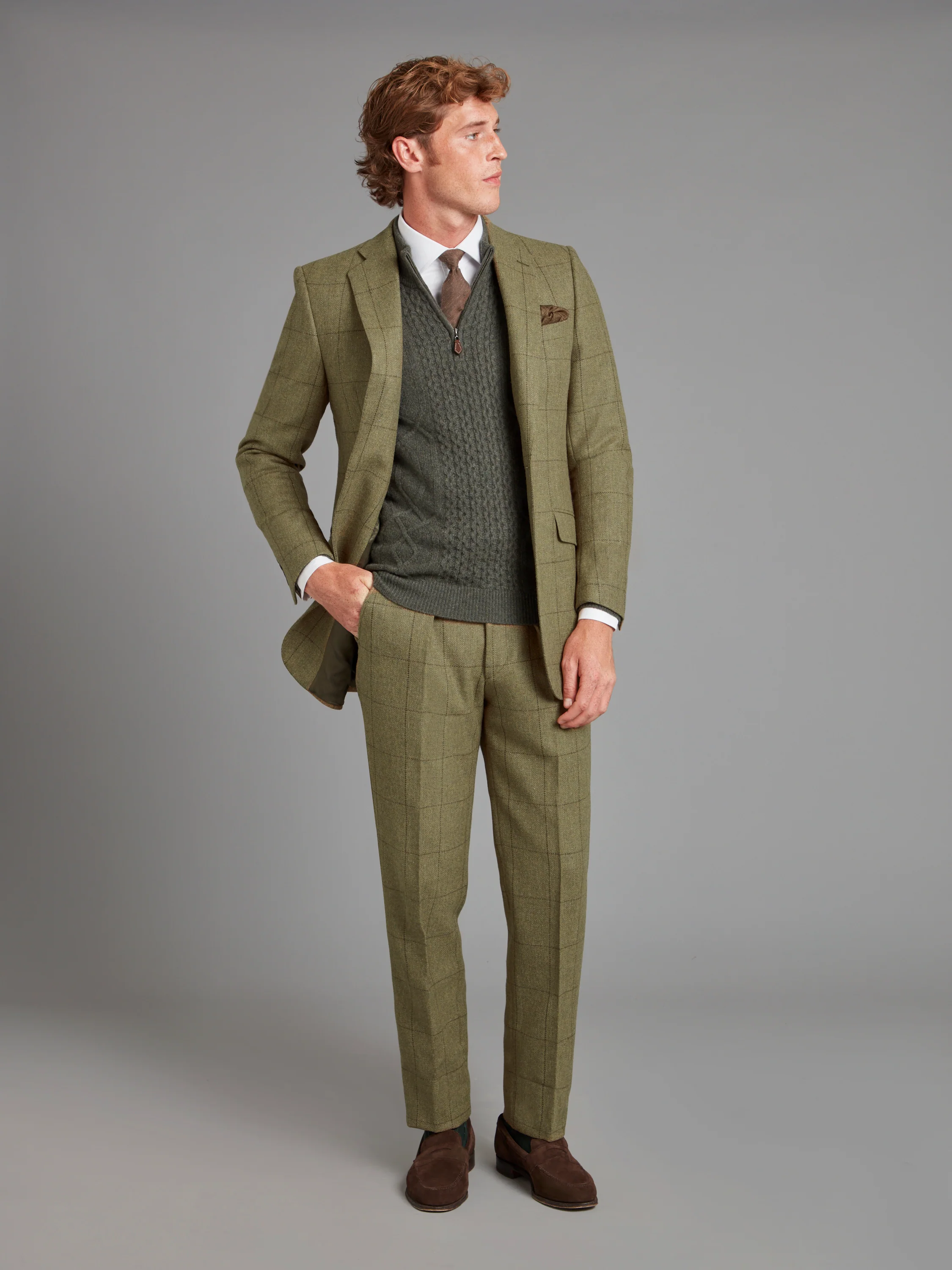 Eaton Jacket - Moss Windowpane Tweed - Image 3