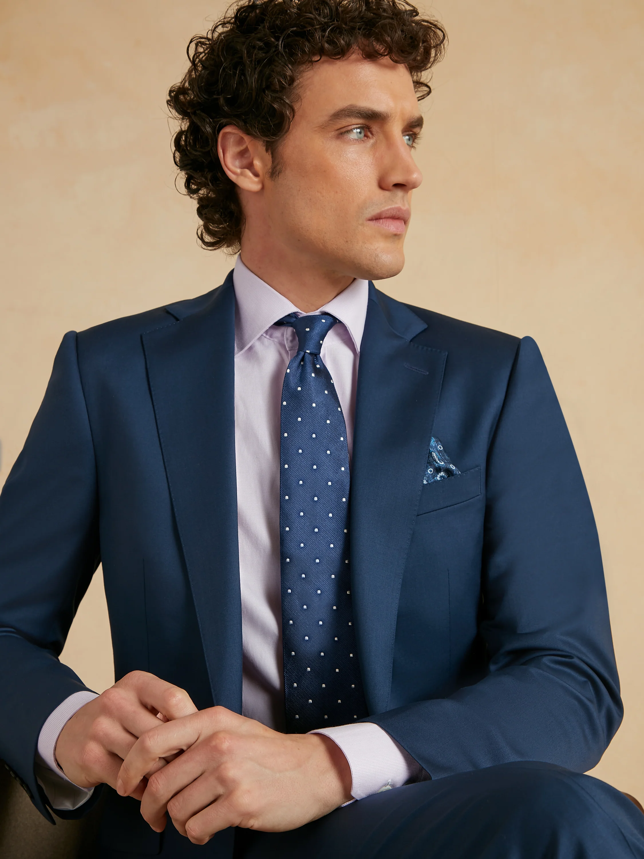Eaton Suit Natural Stretch Italian Wool - Blue - Image 5