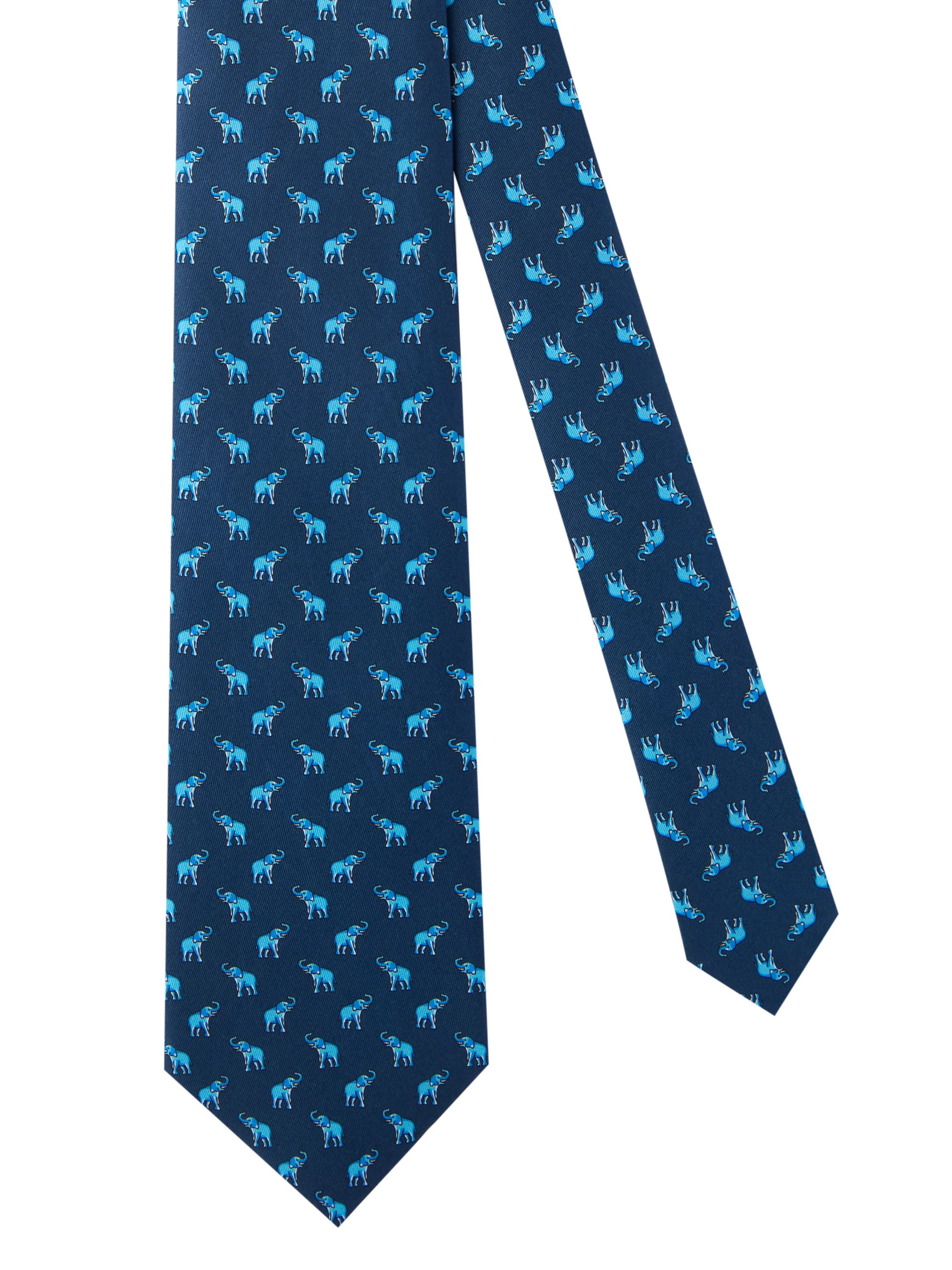 Elephant Silk Tie - Navy - Image 2