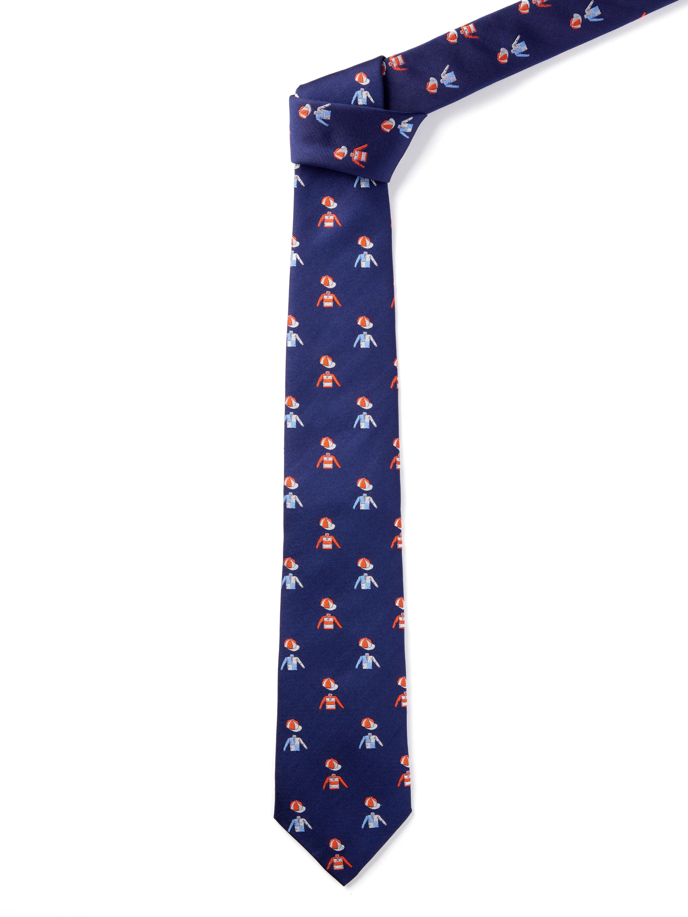 English Woven Silk Jockey & Cap Tie - Navy