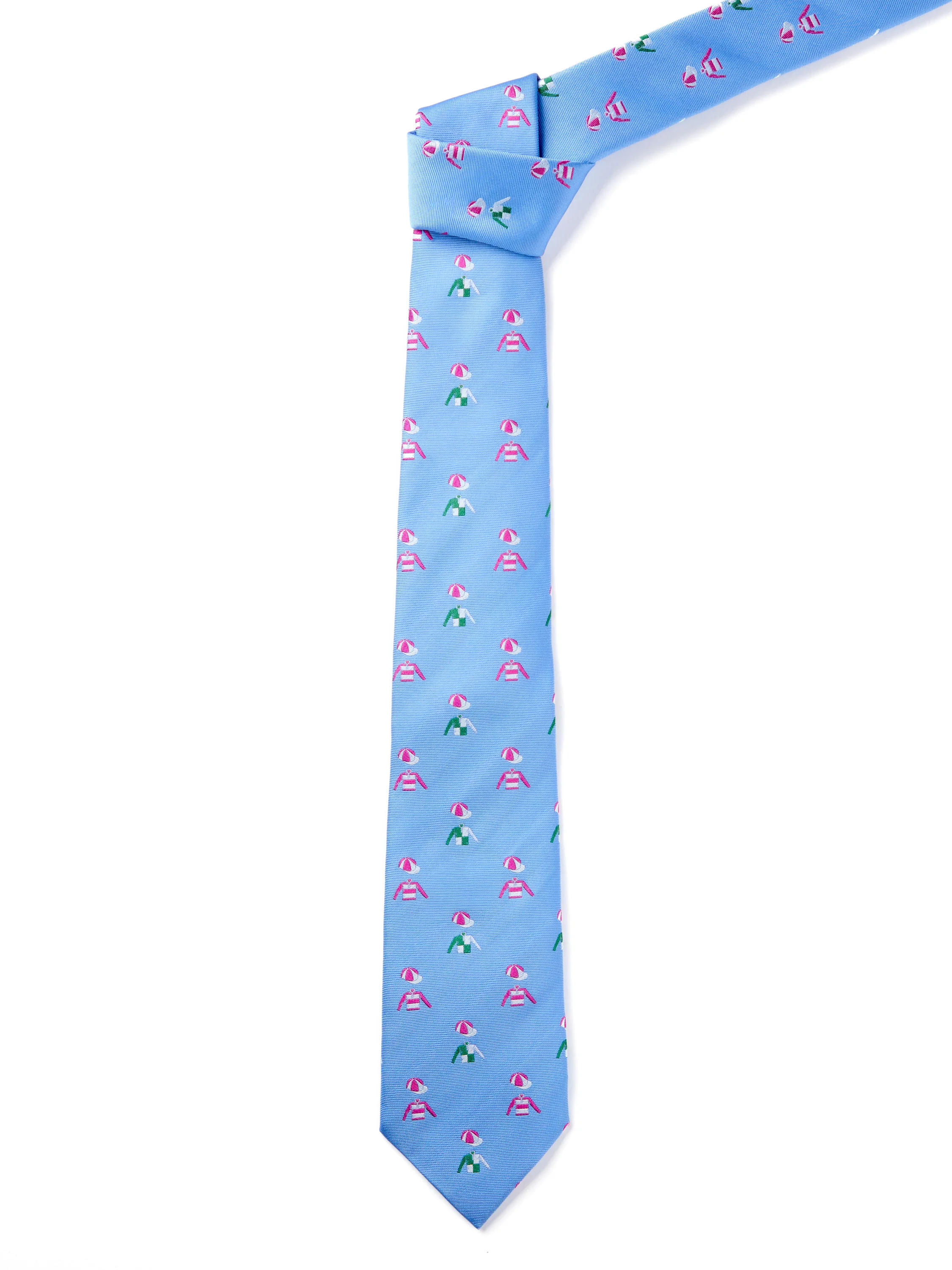 English Woven Silk Jockey & Cap Tie - Pale Blue